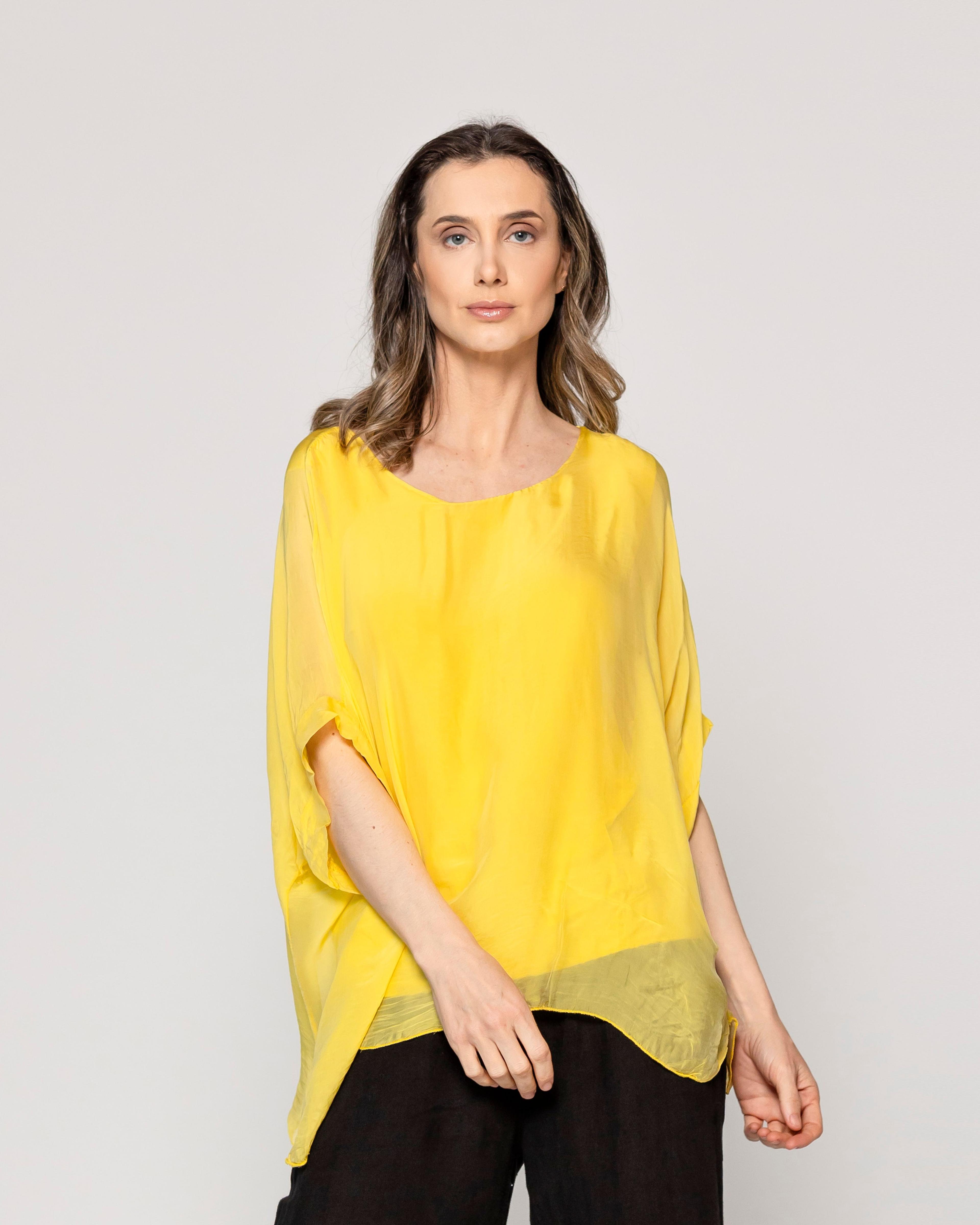 Blusa Mujer Boruta Mangas Murciélago Amarilla Lineatre-0
