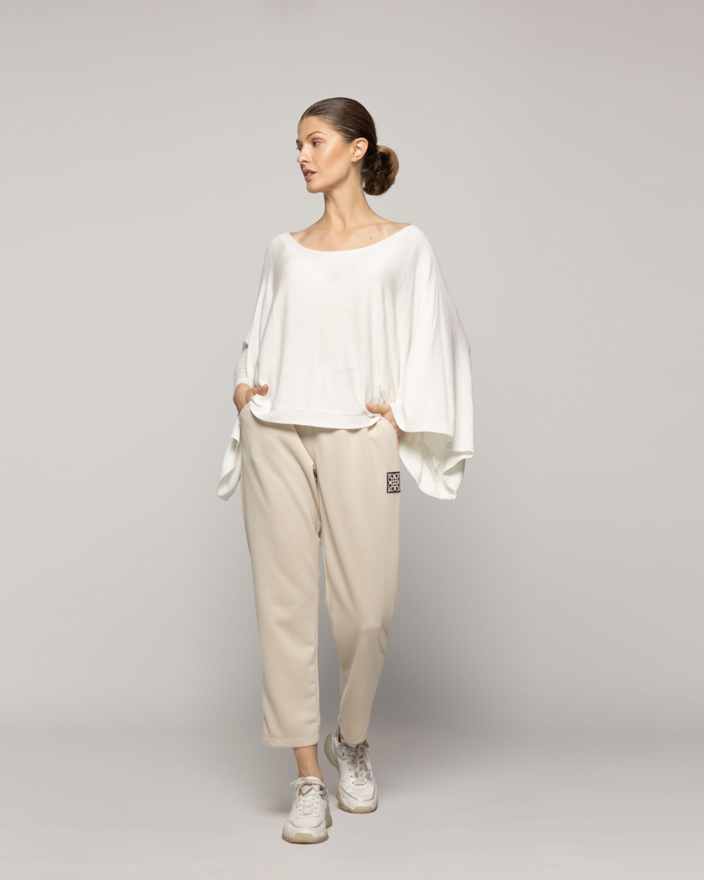 Sweater Mujer Oversize Willa Blanco Manga Ancha Lineatre-2
