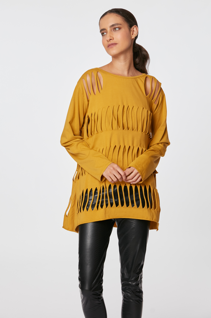 Polera Ana Mostaza-0