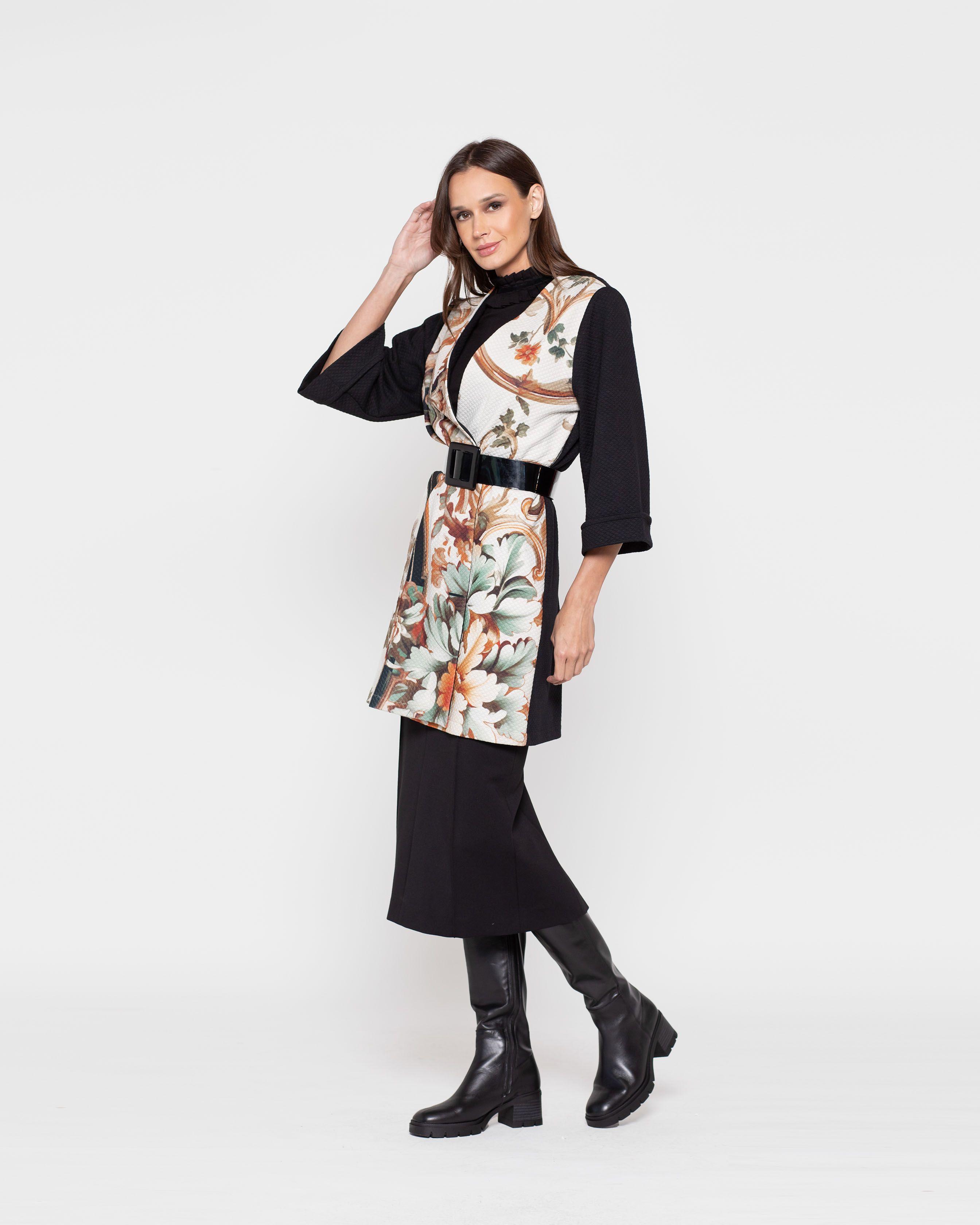 Tapado Mujer Orquidea Negro Ludovica-1