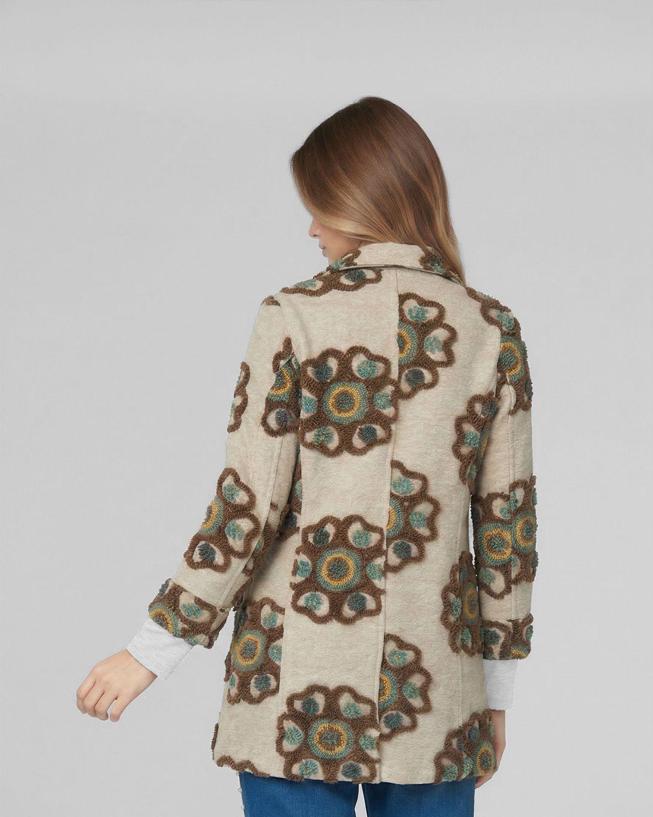 Abrigo Mujer Pilar Regular  Manga Suelta Beige Lineatre-1