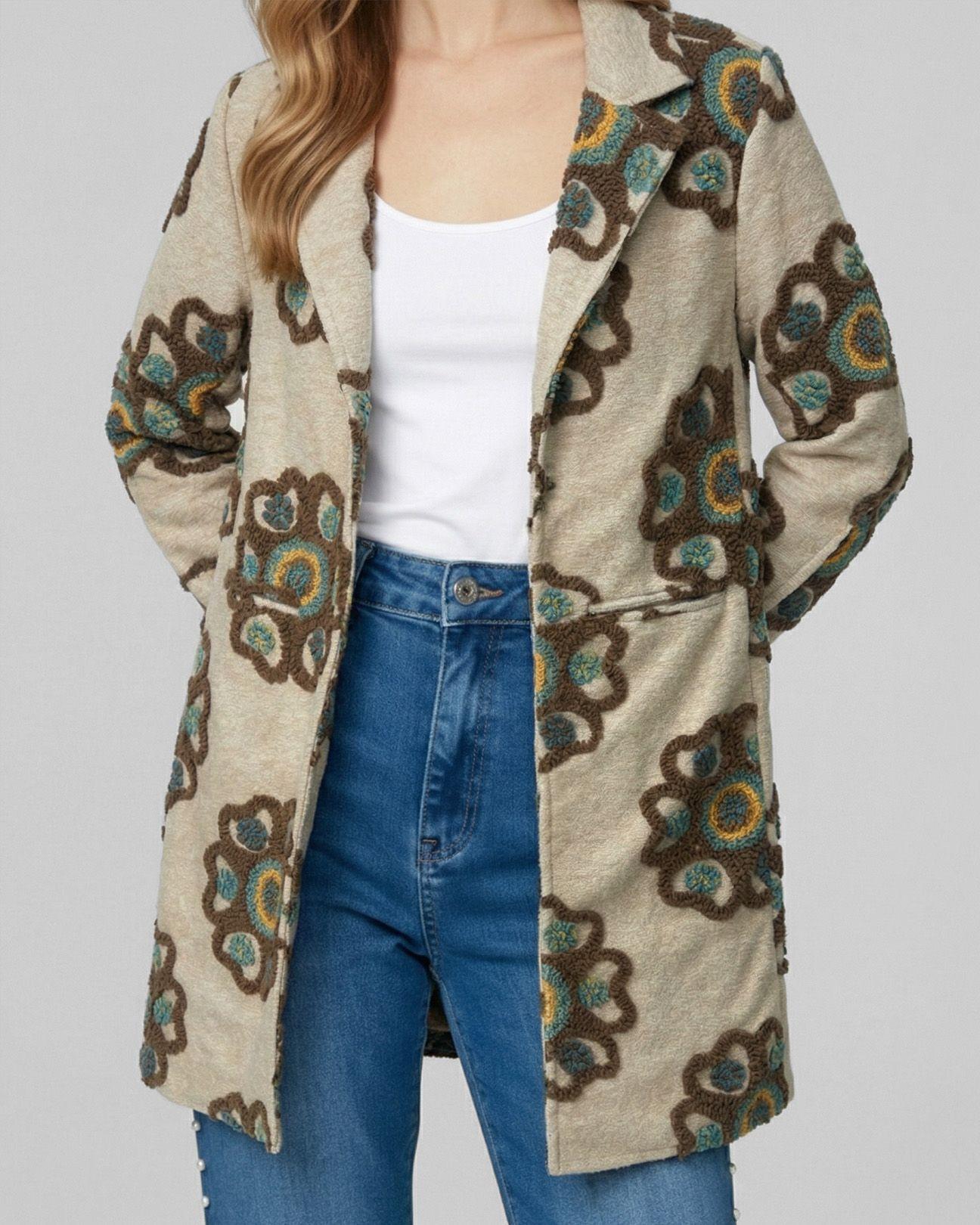 Abrigo Mujer Pilar Regular  Manga Suelta Beige Lineatre-2