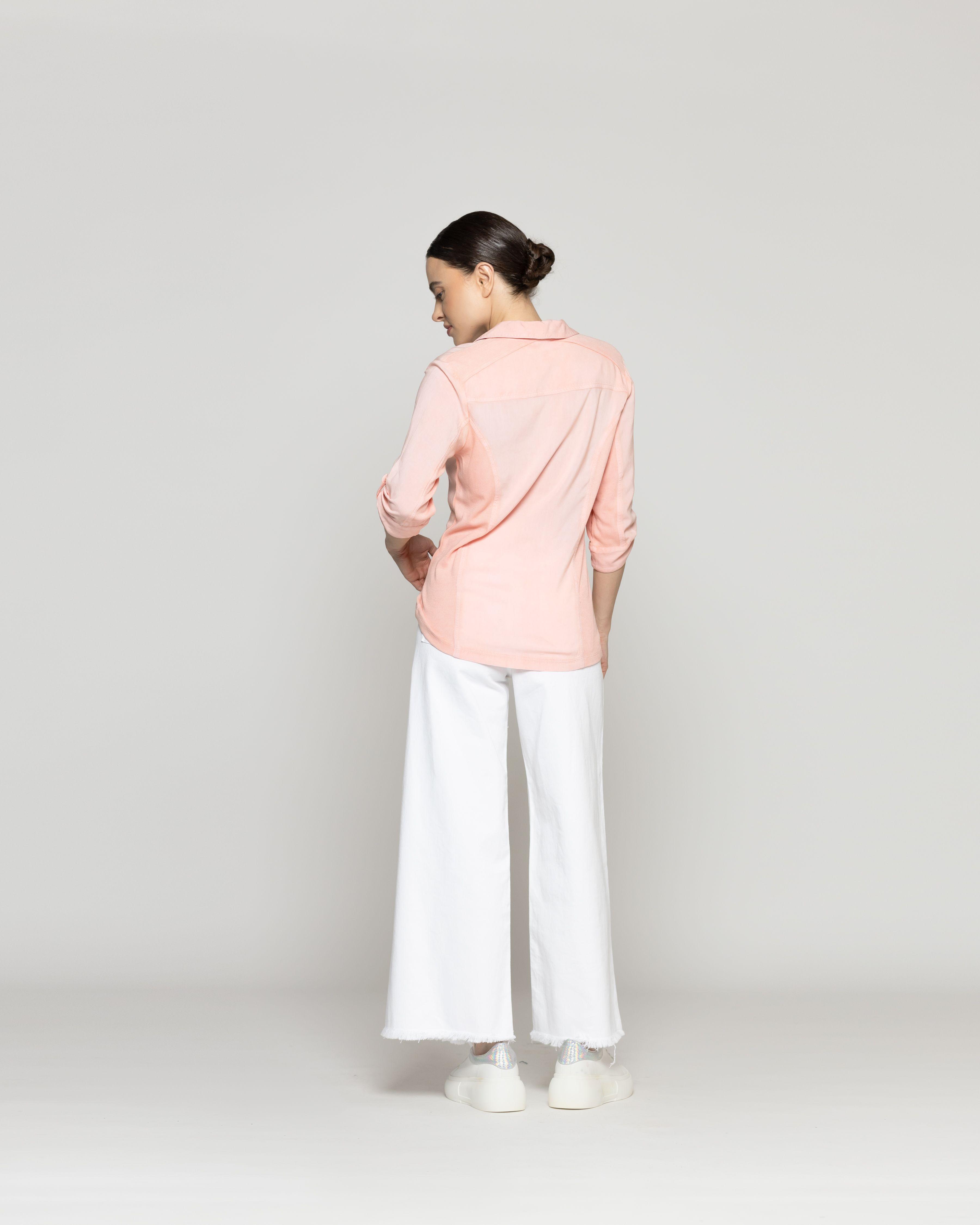Blusa Mujer Carolina Slim Fit Tela Ligera Rosada Lineatre-3