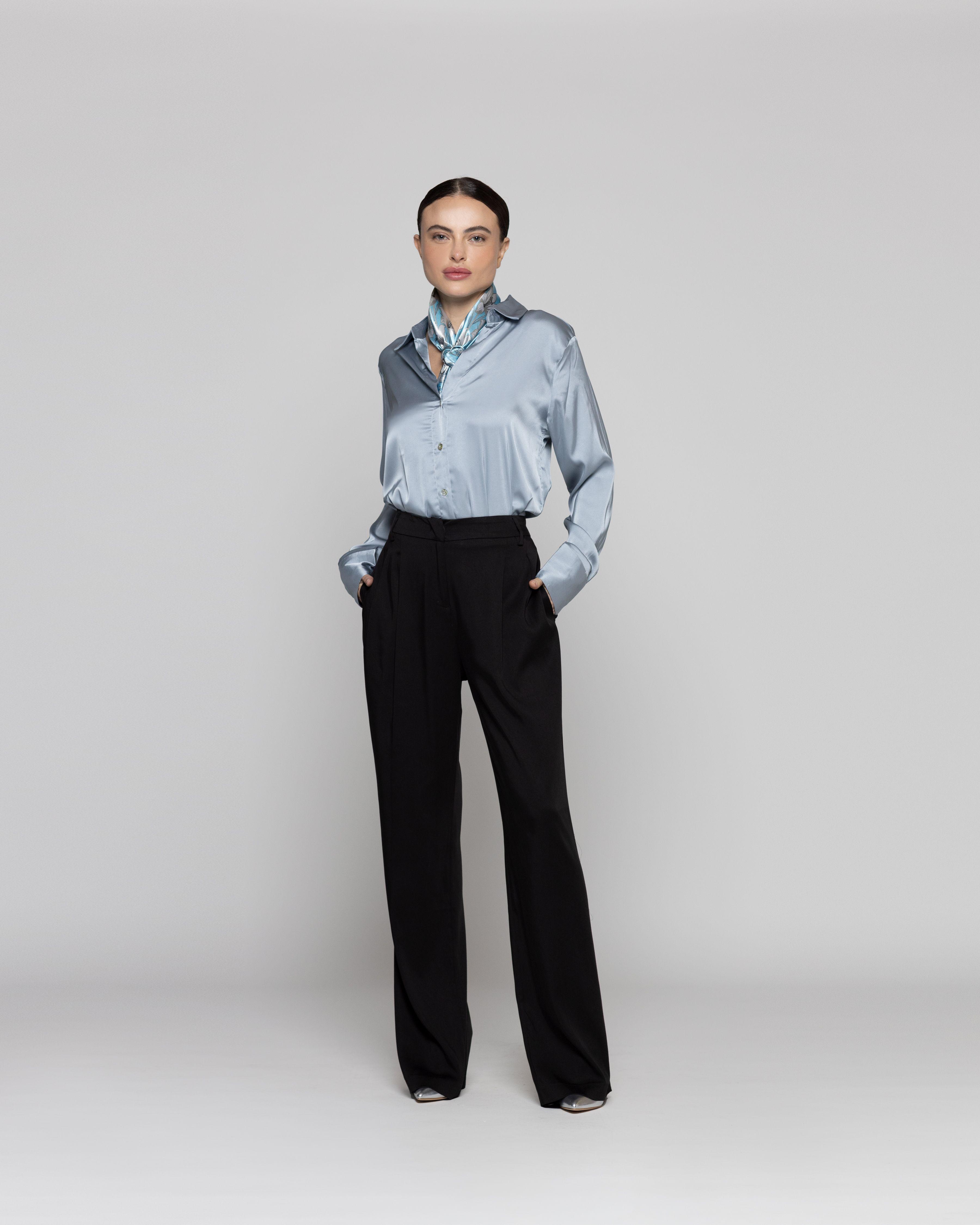 Pantalón Mujer Clarissa Sastrero Semiformal Negro Lineatre-0