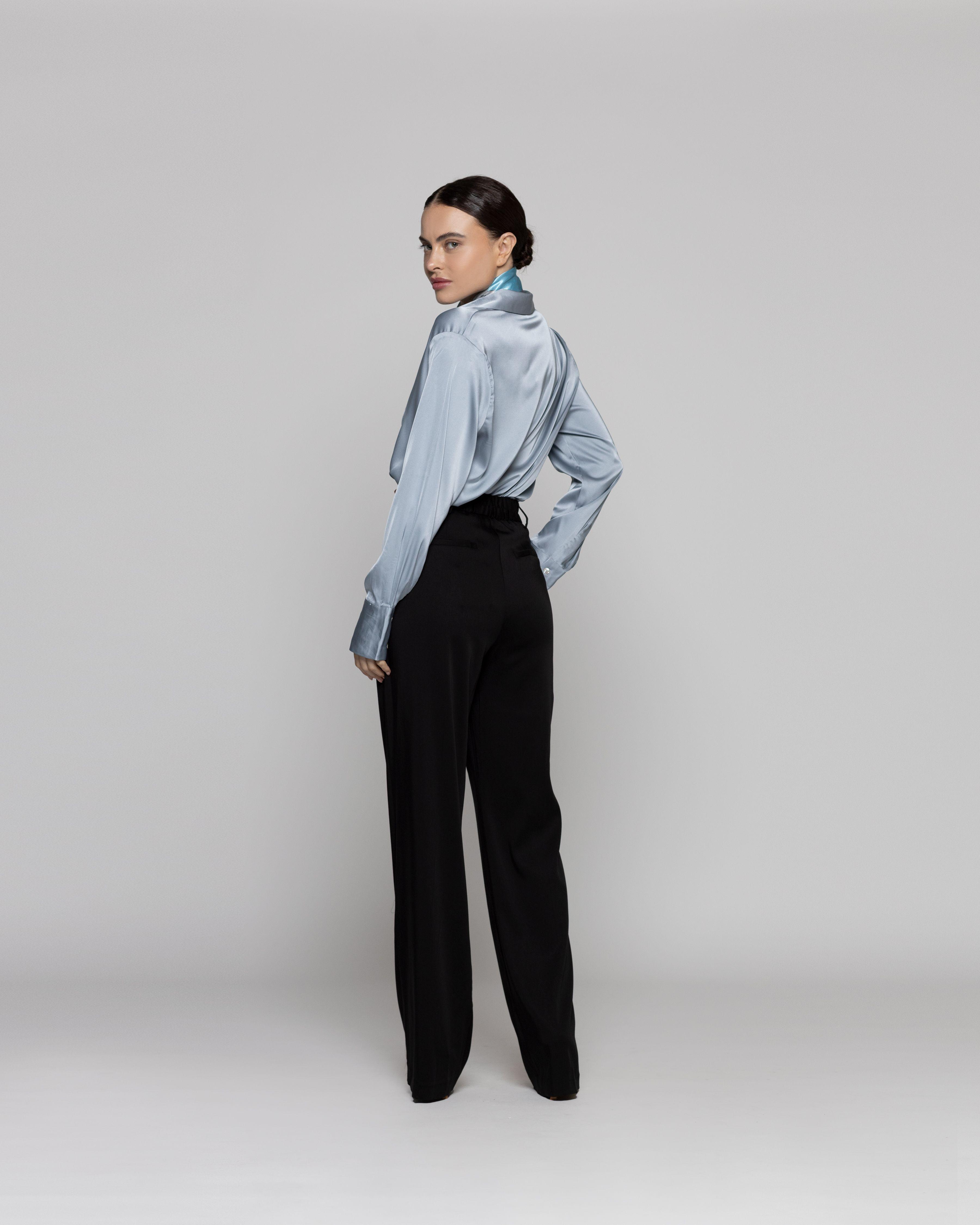 Pantalón Mujer Clarissa Sastrero Semiformal Negro Lineatre-2
