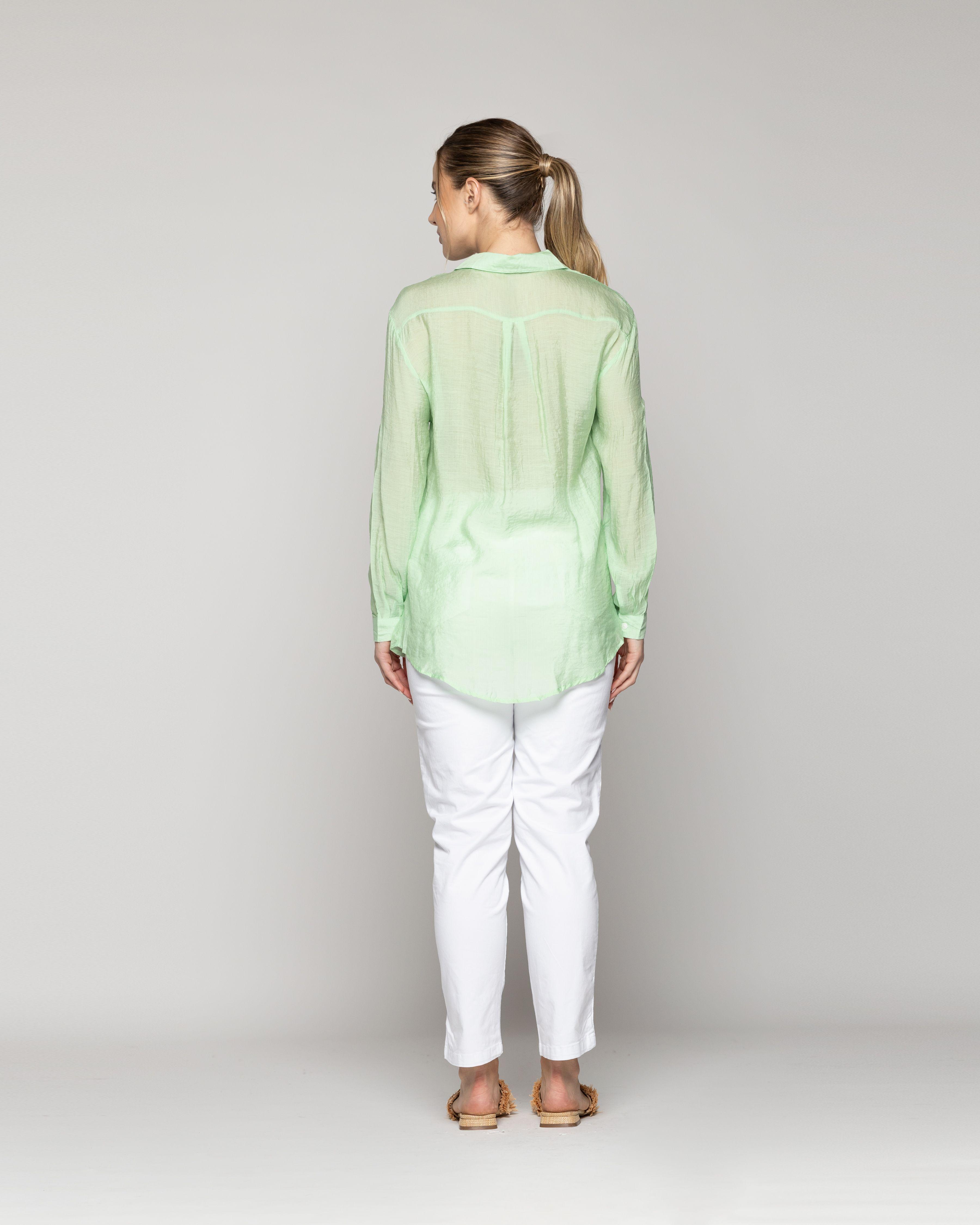 Blusa Mujer Brunella  De  Viscosa Manga Larga Verde Lineatre-1