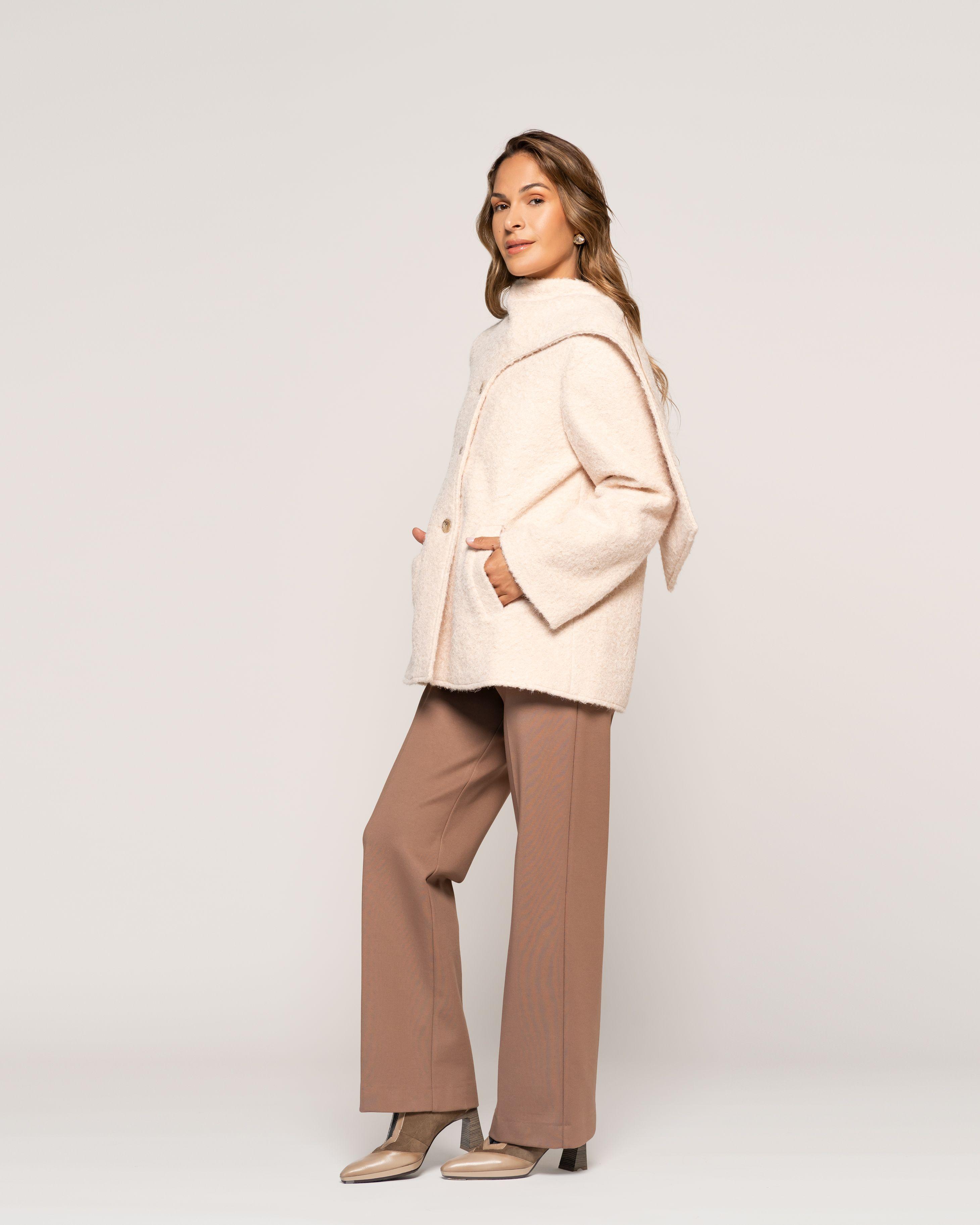 Chaqueta Crudo Afelpada Cuello Envolvente Texturada Ludovica-1