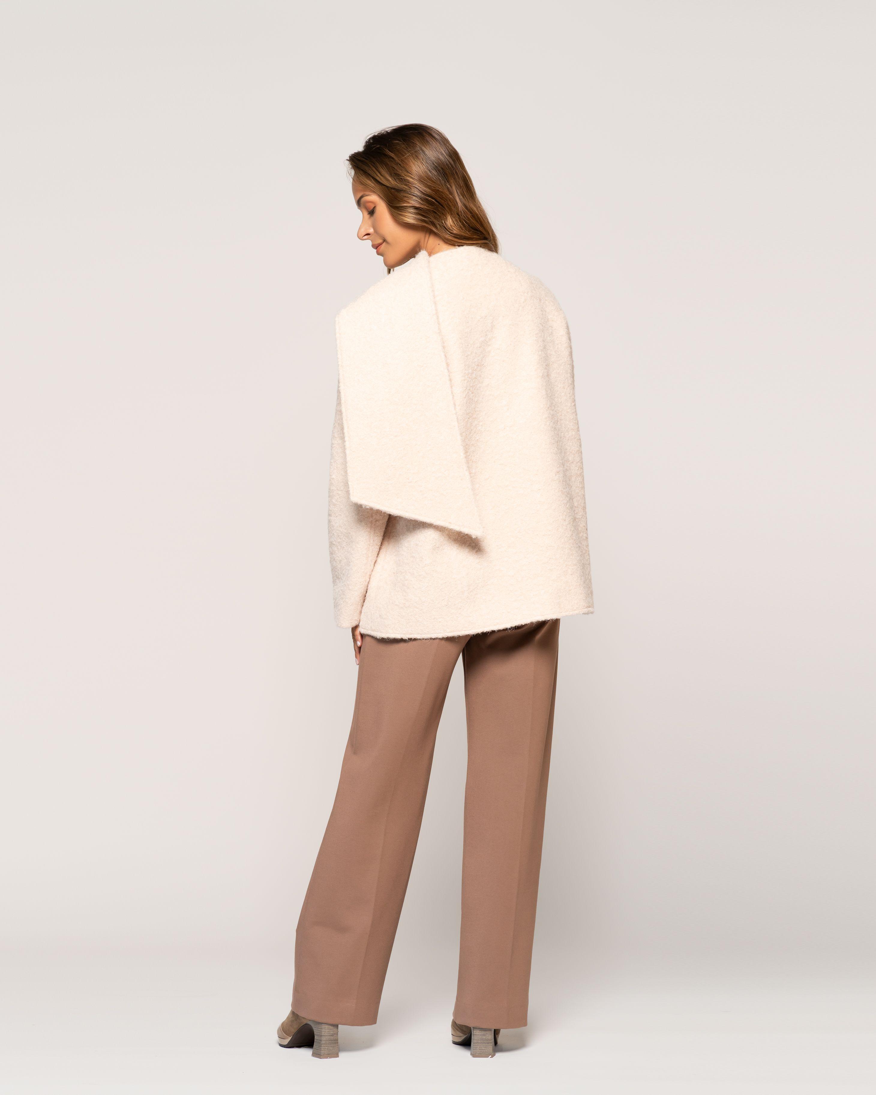 Chaqueta Crudo Afelpada Cuello Envolvente Texturada Ludovica-2
