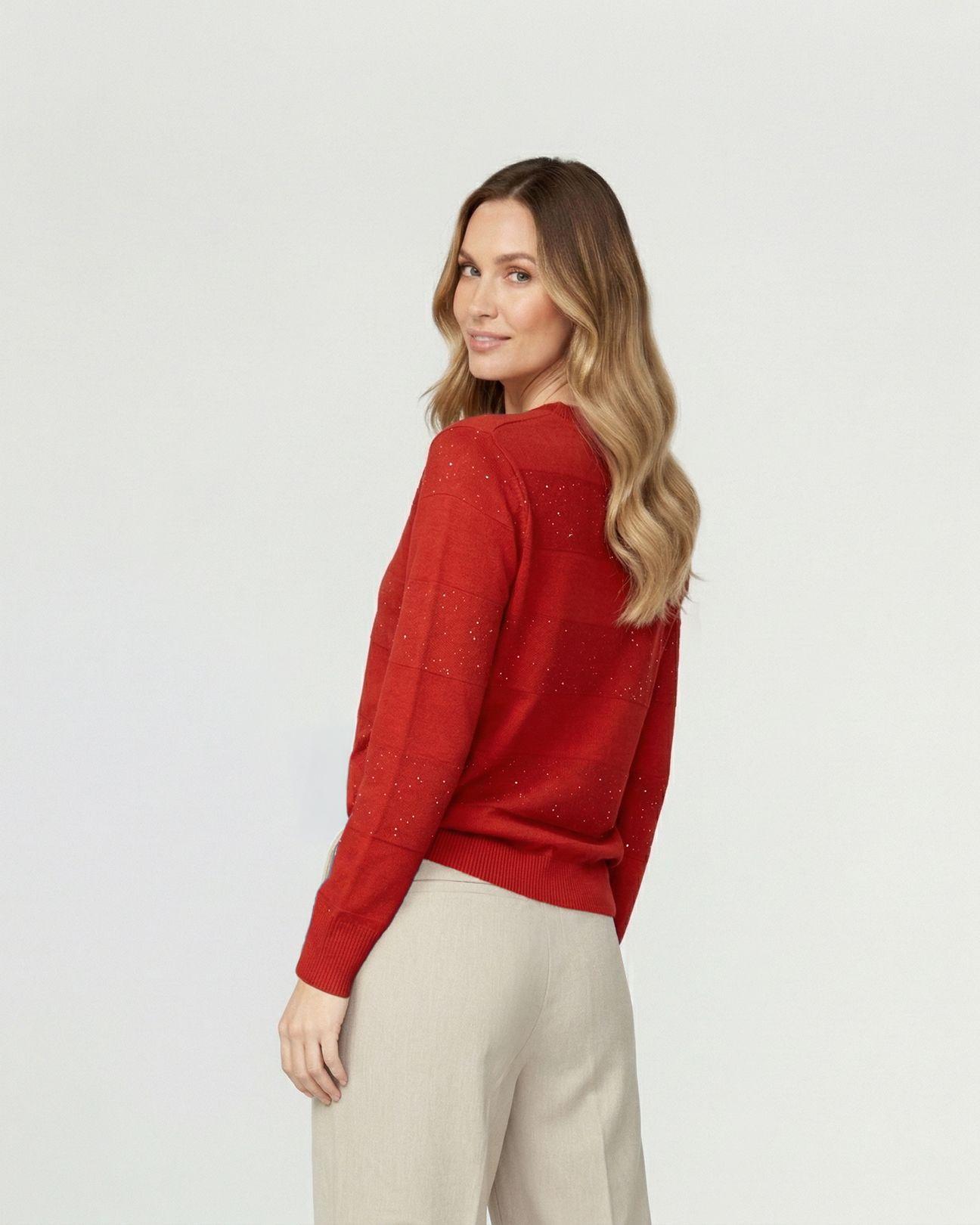 Sweater Mujer Gloria Relaxed Cuello Redondo Manga Caída Rojo Lineatre-1