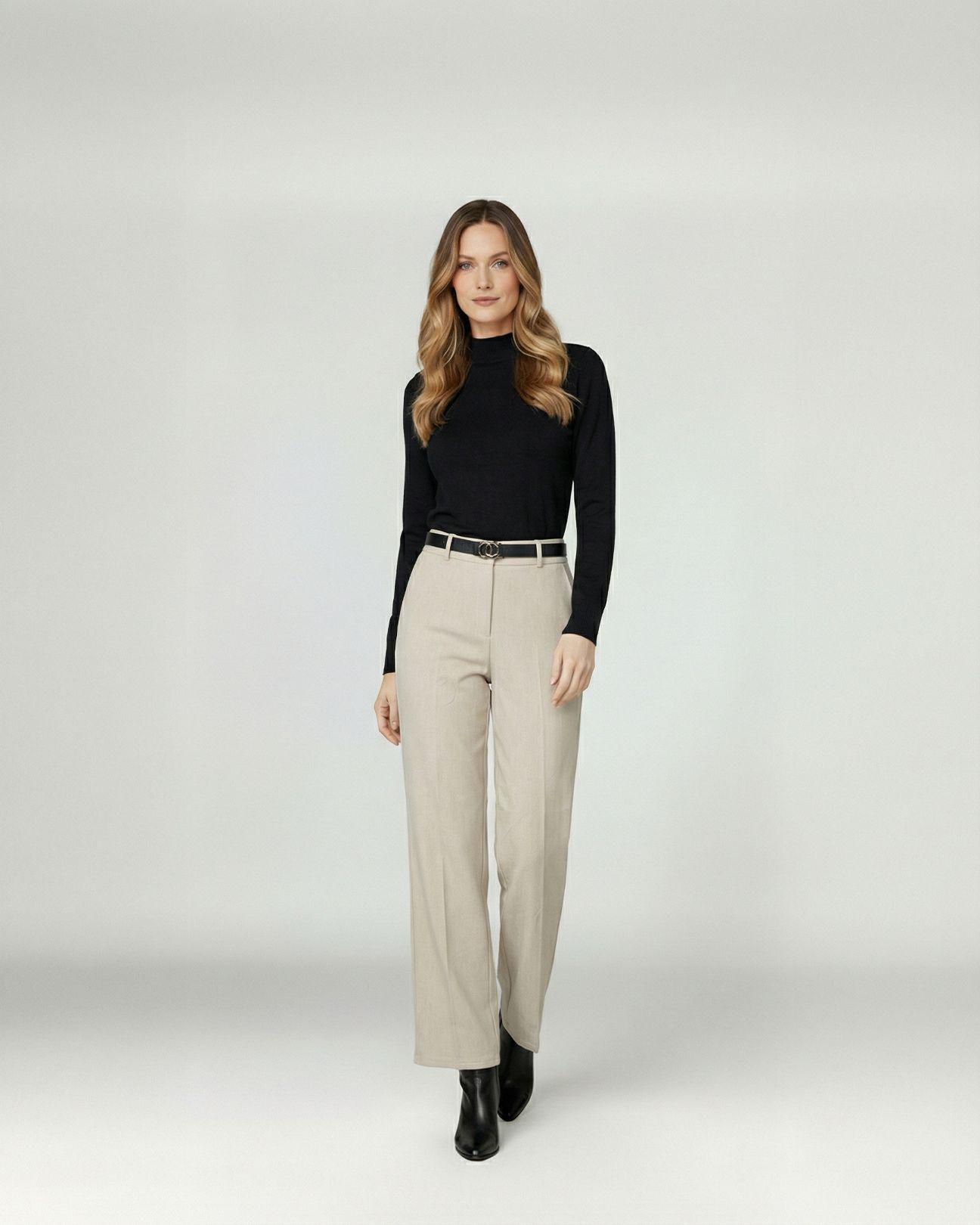 Sweater Mujer Magdalena Relaxed Fit Cuello Medio Alto Redondo Manga Caida Negro Lineatre-3