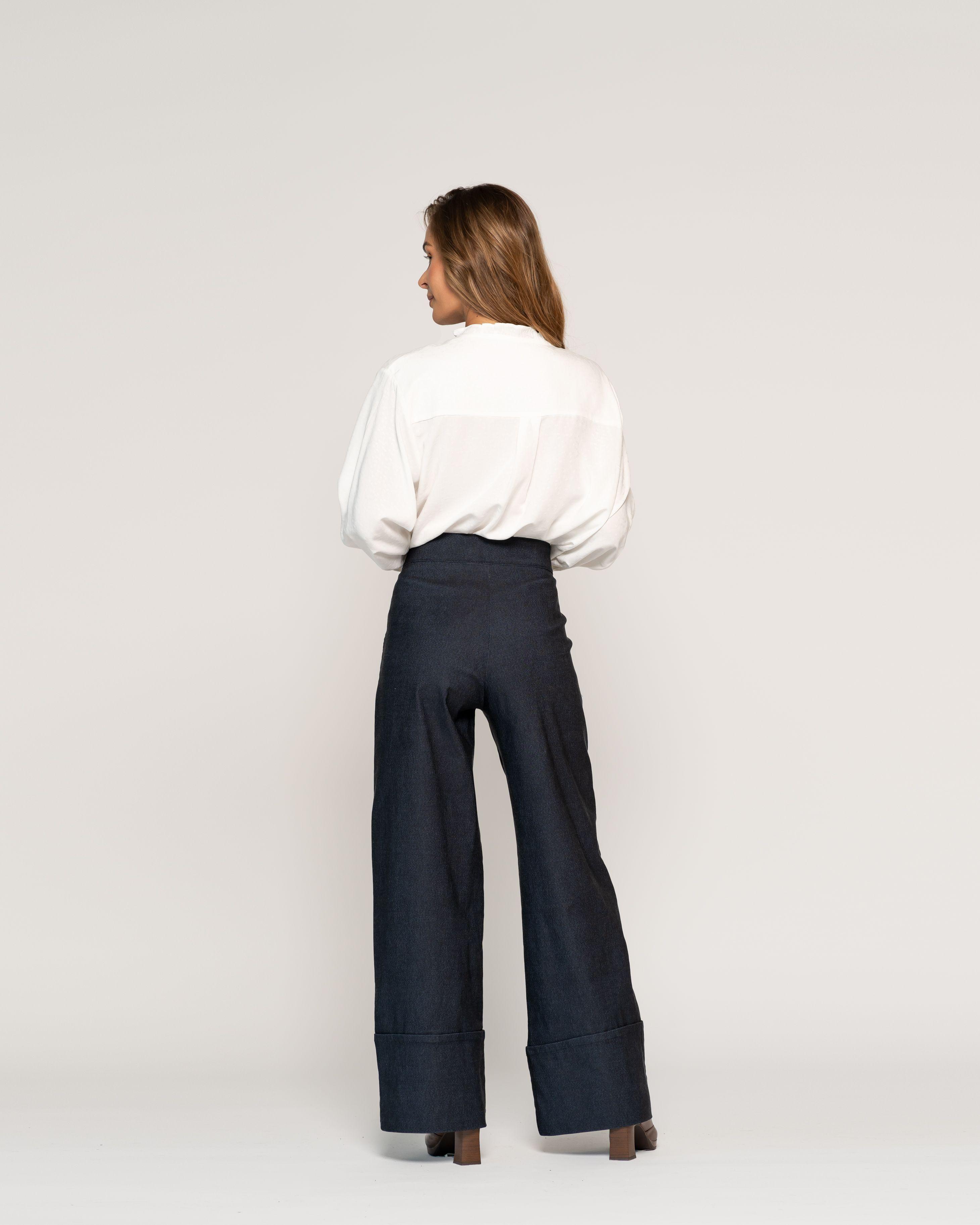 Blusa Graciela Crudo Cuello Mao V Manga larga Globo Puño tipo camisa Mujer-2