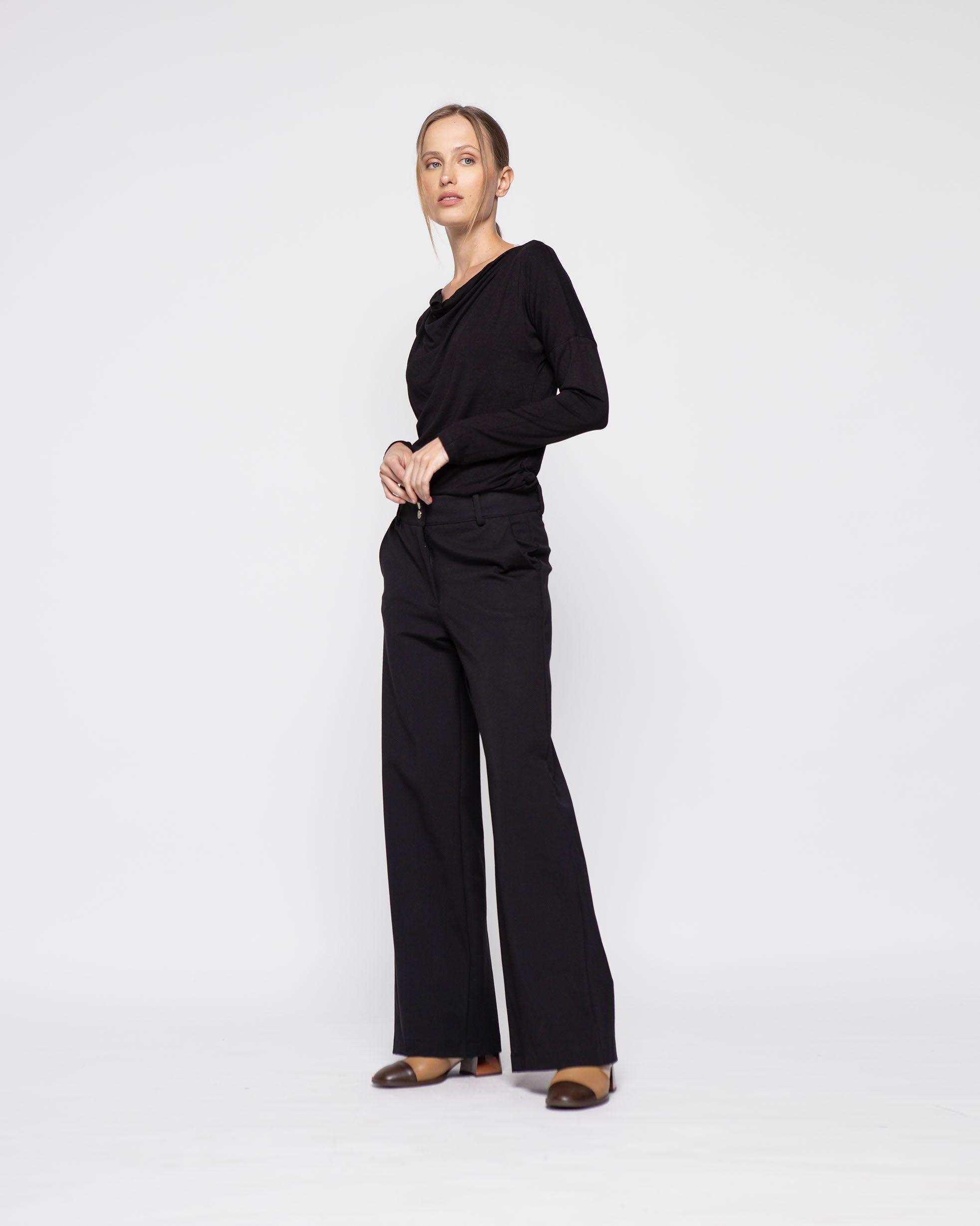 Polera Mujer Hibisco Negro Ludovica-1