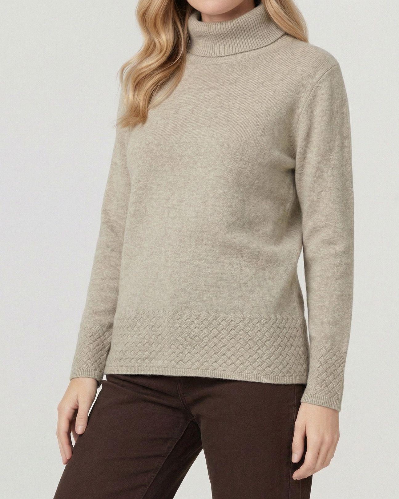 Sweater Mujer Lidia Relaxed Cuello Alto Redondo Manga Caída Fango Lineatre-2