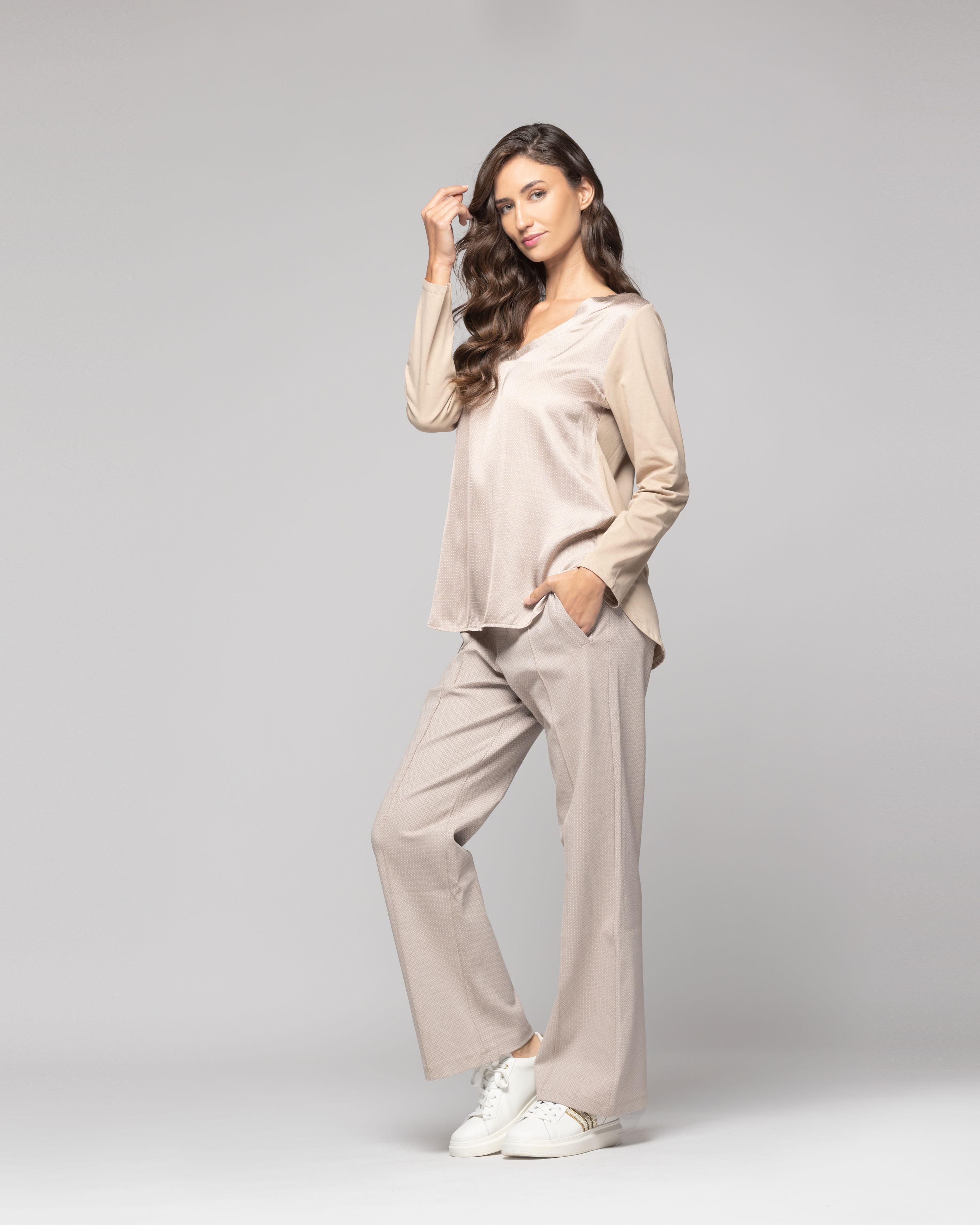 Polera Mujer Genoveva Beige Lineatre-1