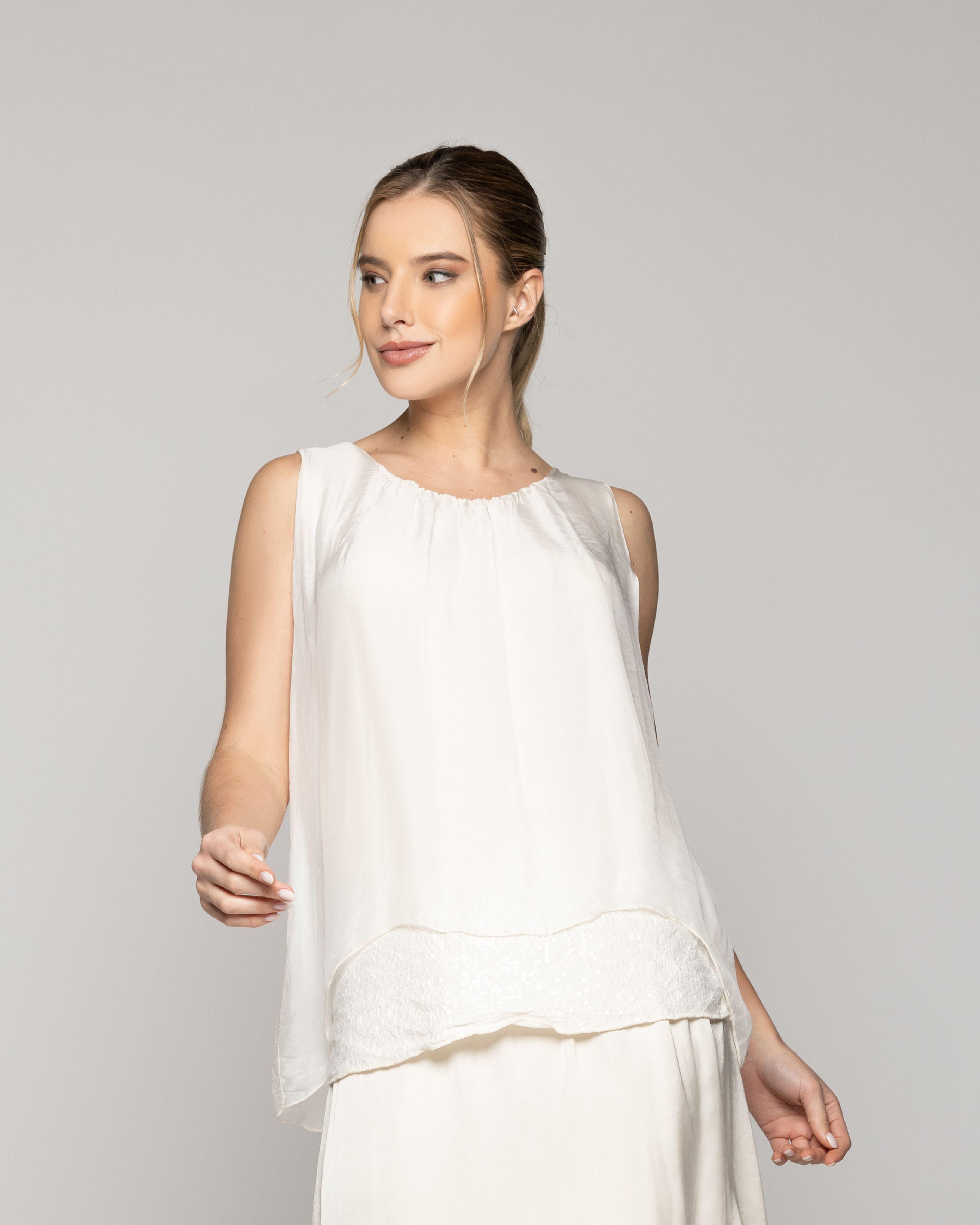 Top Mujer Tiare Sin Mangas Blanco Crudo Lineatre-0