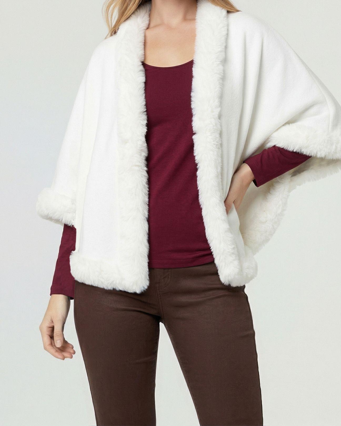 Poncho Mujer Paola Blanco Lineatre-2