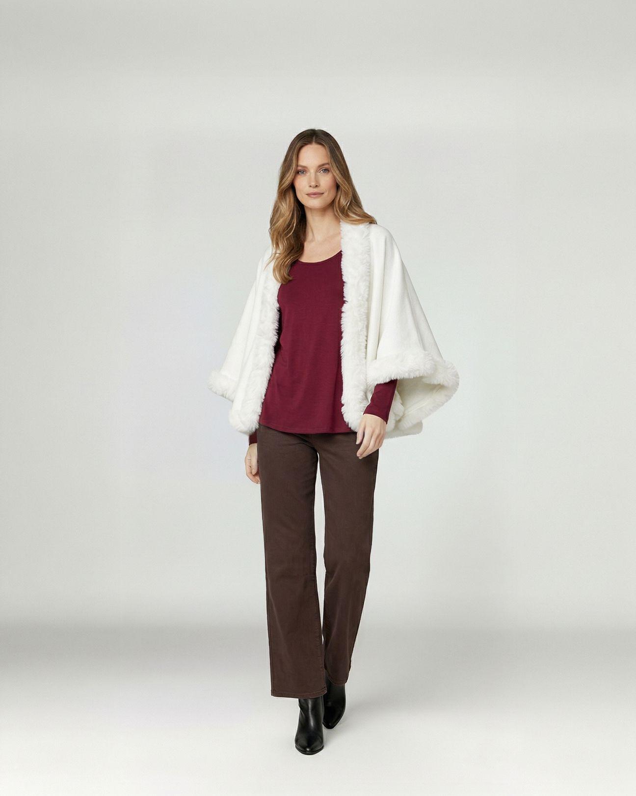 Poncho Mujer Paola Blanco Lineatre-3