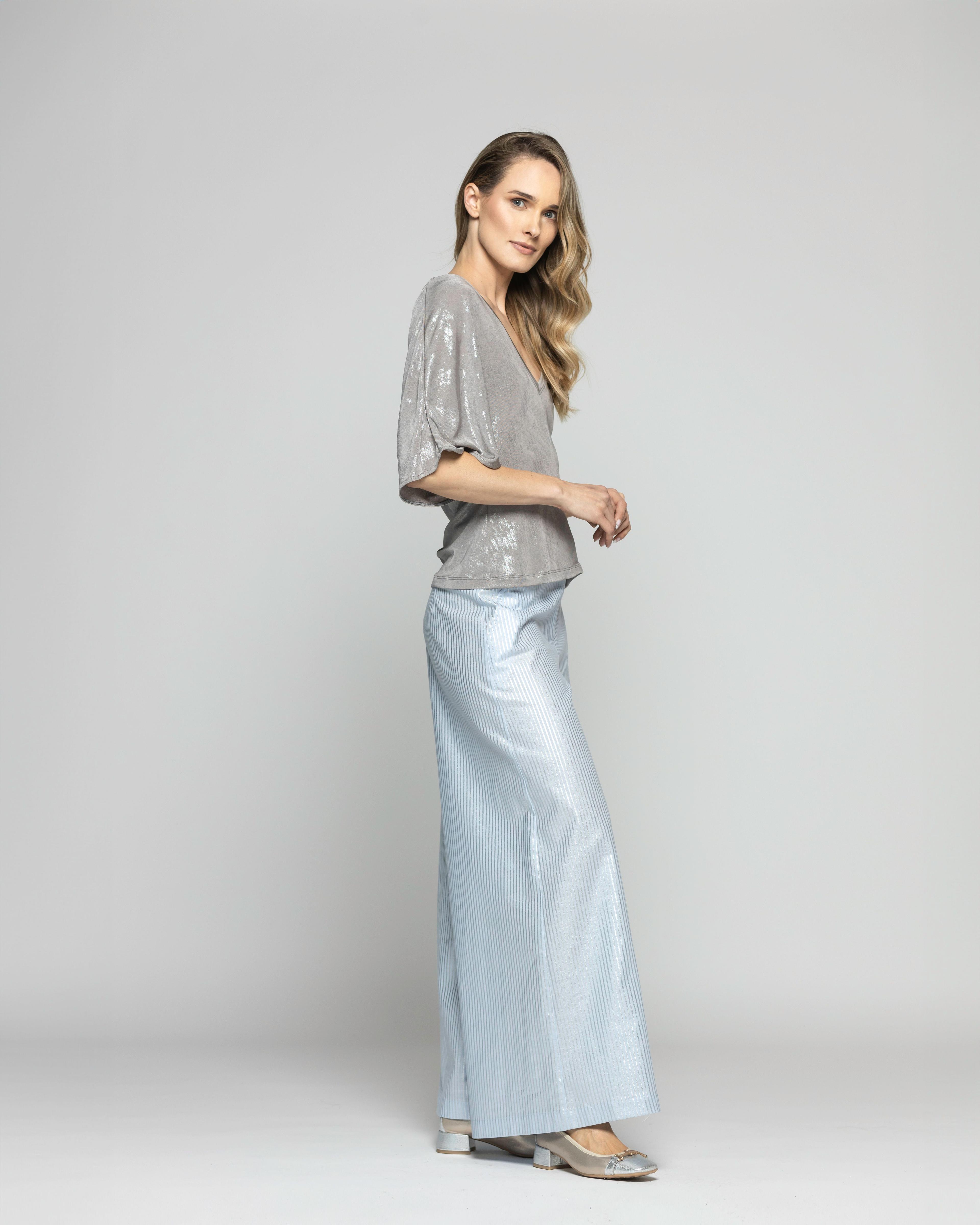 Polera Mujer Oxalis Escote V Satinada Café Taupe Ludovica-3