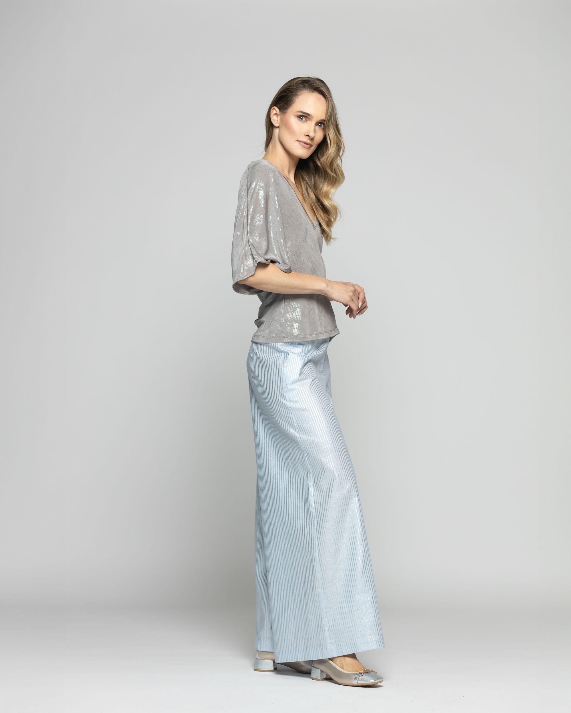 Polera Mujer Oxalis Escote V Satinada Café Taupe Ludovica-4