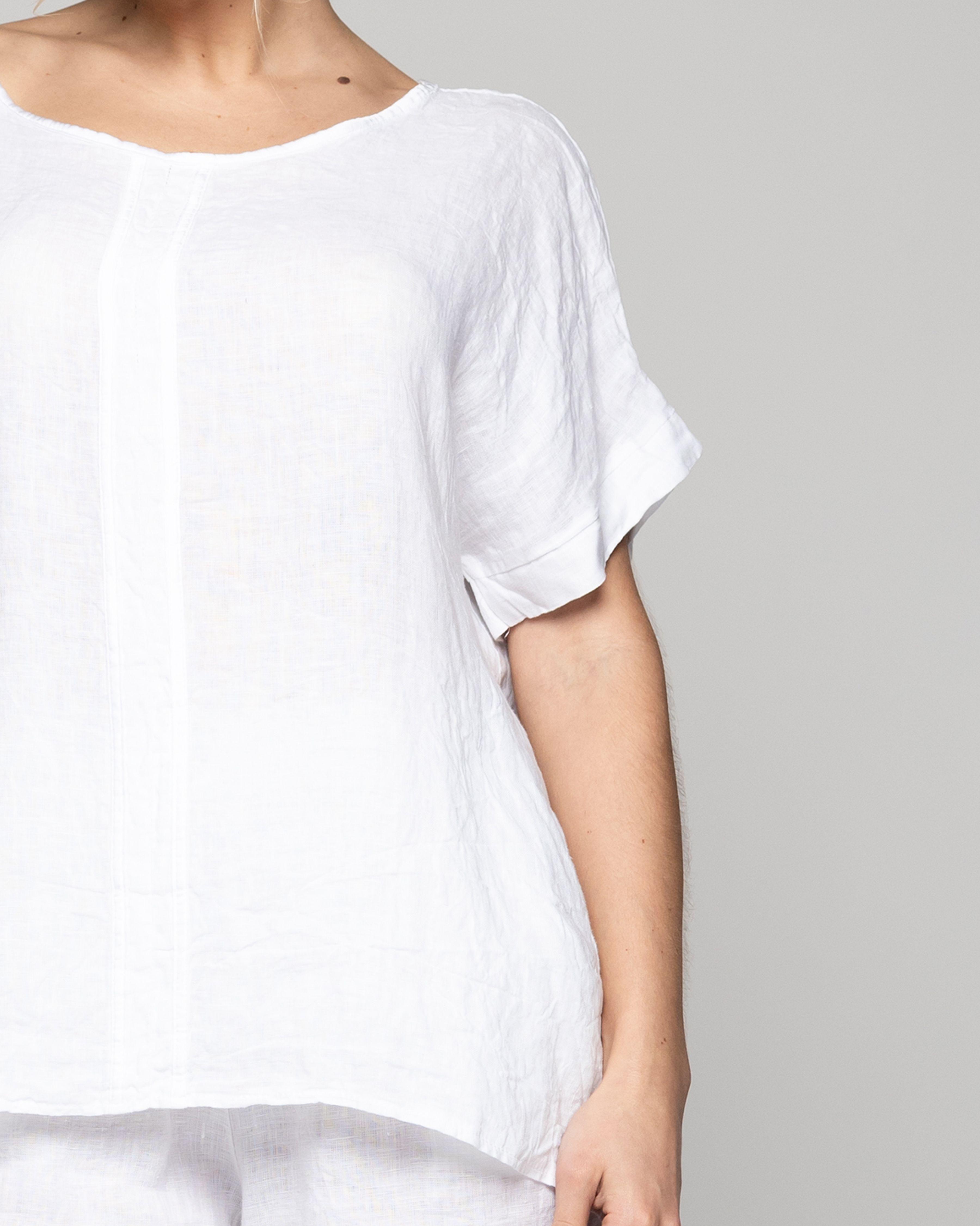 Blusa Mujer Bianca Manga Corta Blanca Lineatre-2