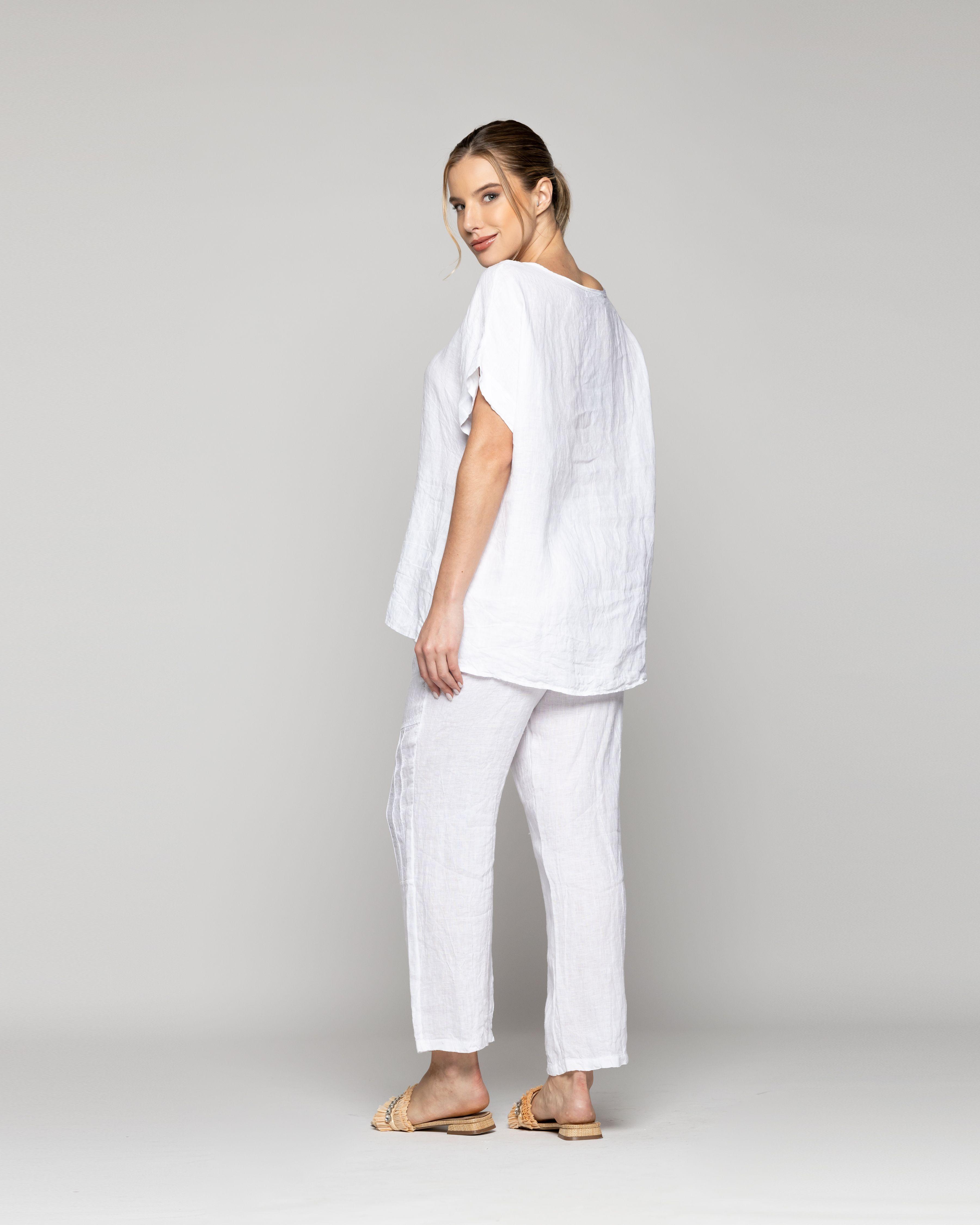 Blusa Mujer Bianca Manga Corta Blanca Lineatre-3