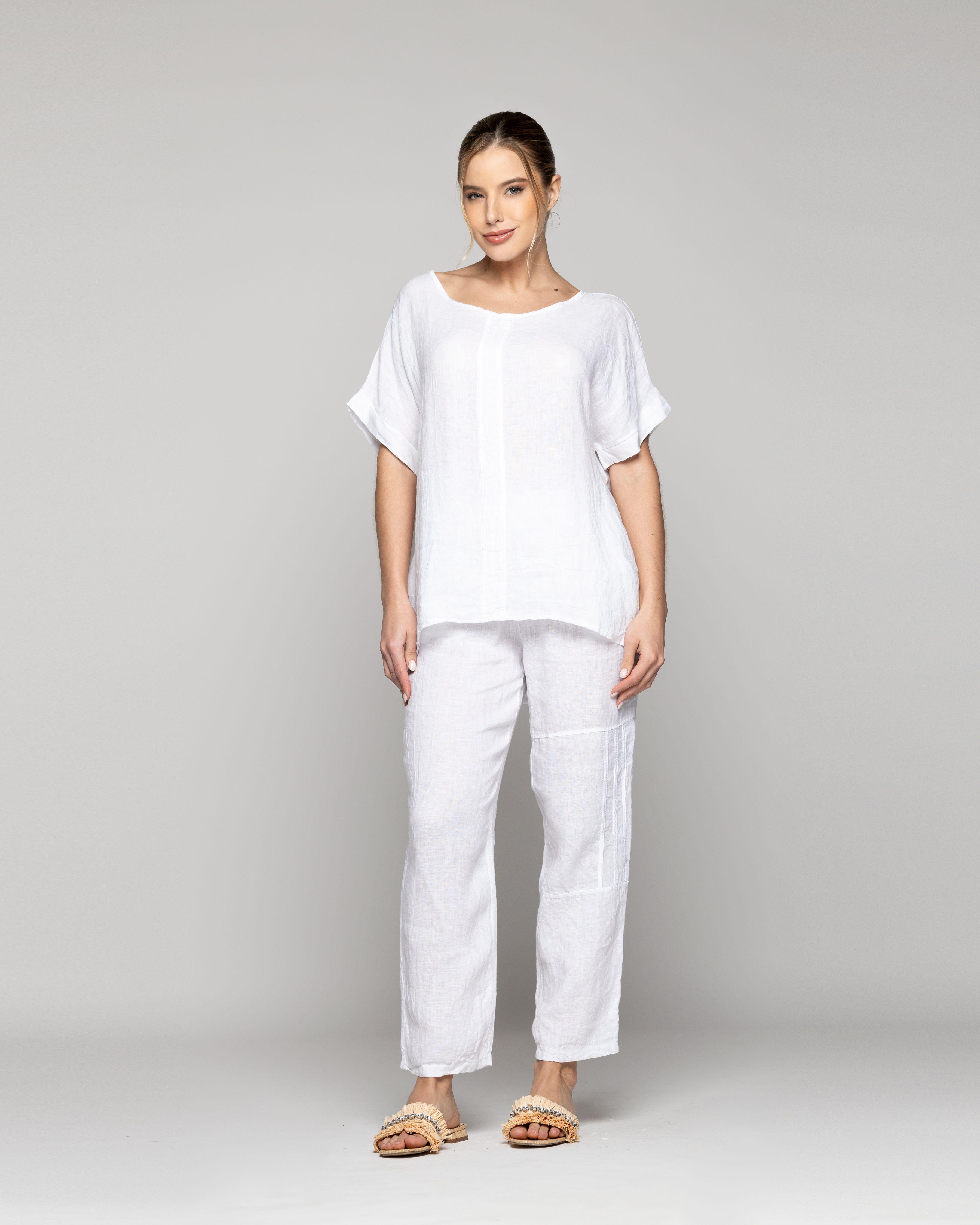 Blusa Mujer Bianca Manga Corta Blanca Lineatre-4