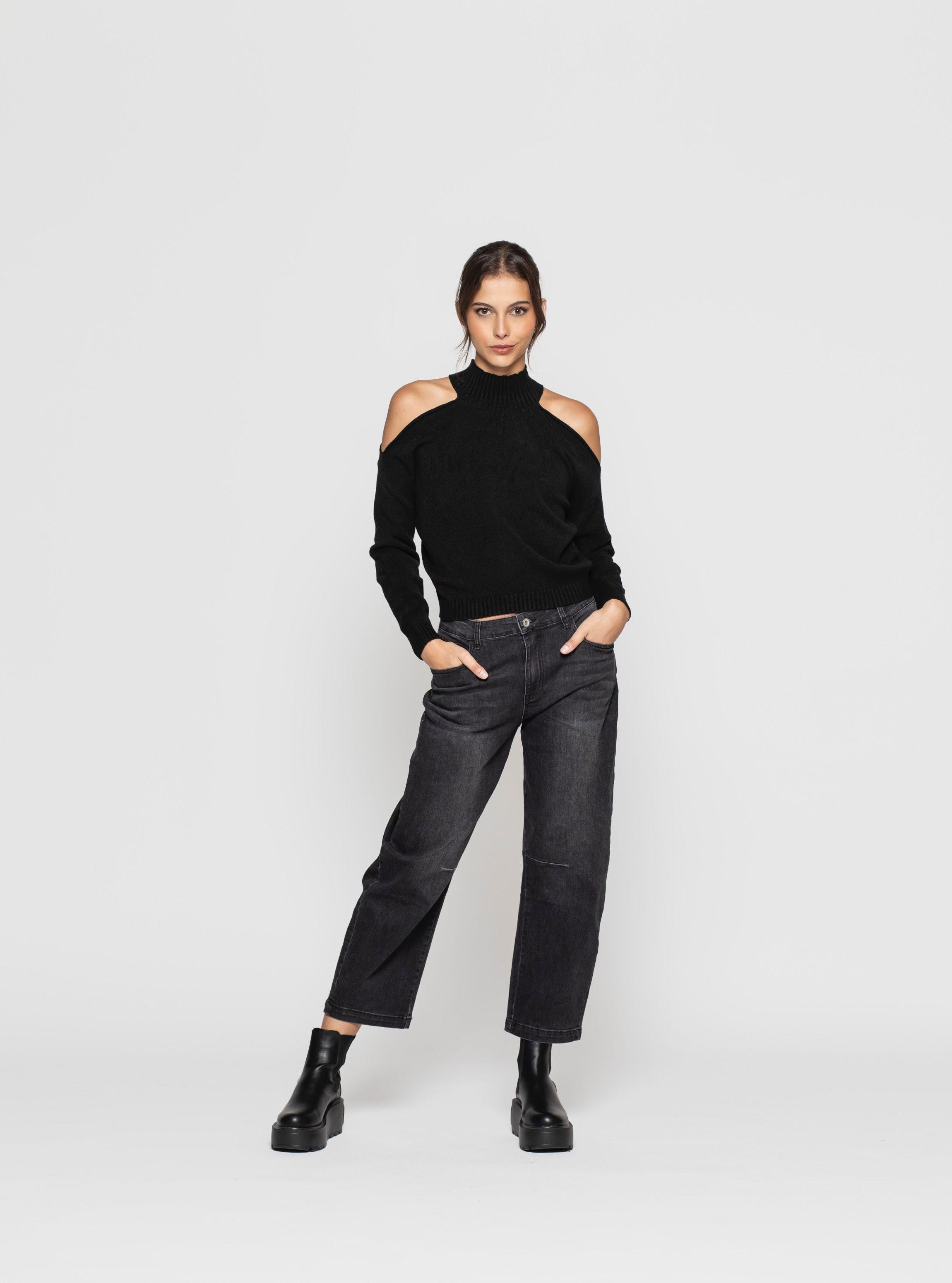 Sweater Mujer Tessa Negro Lineatre-2