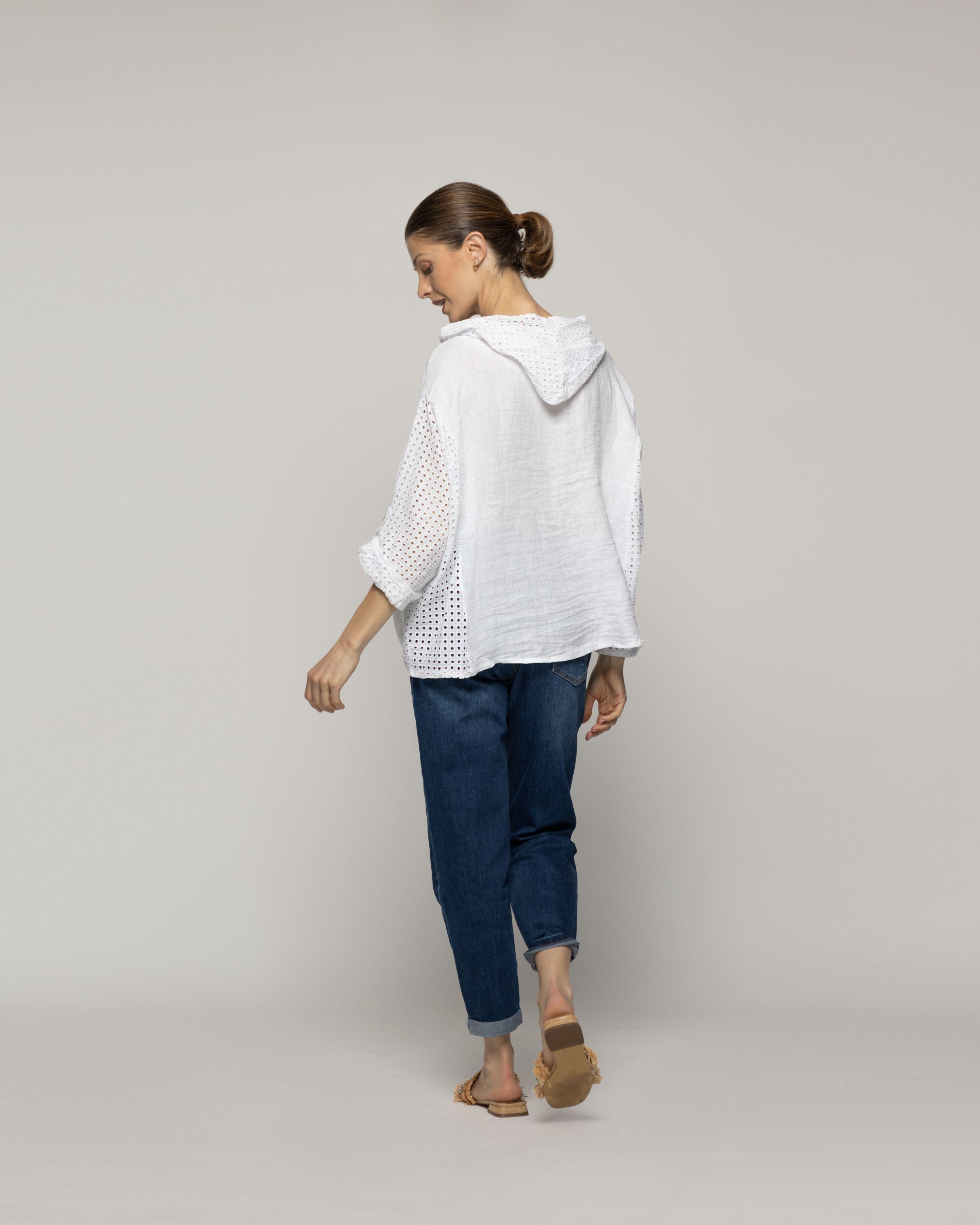 Chaqueta Mujer Concetta De Lino Con Botones Blanca Lineatre-2