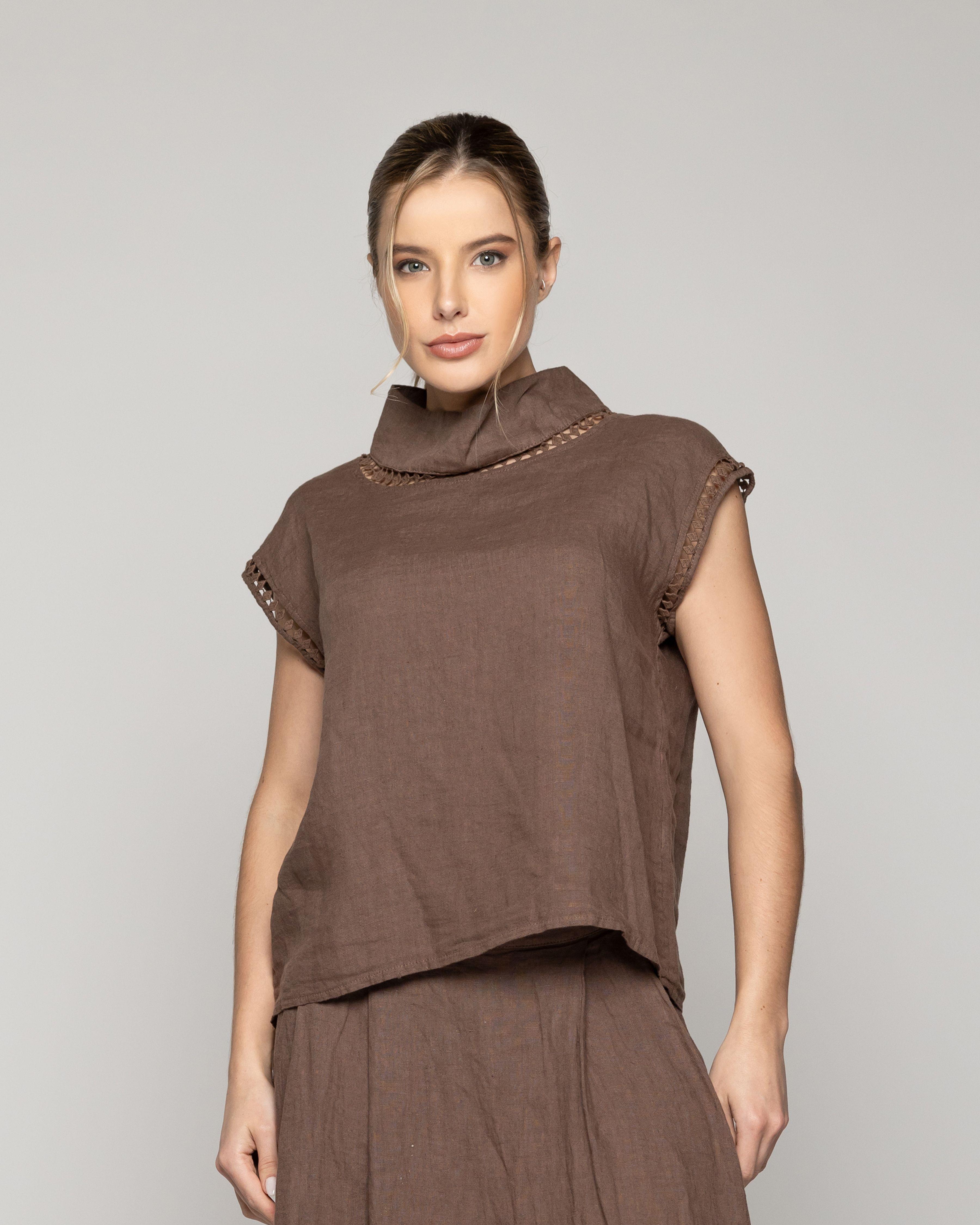 Polera Mujer Fabiana Lino Marrón Lineatre-0