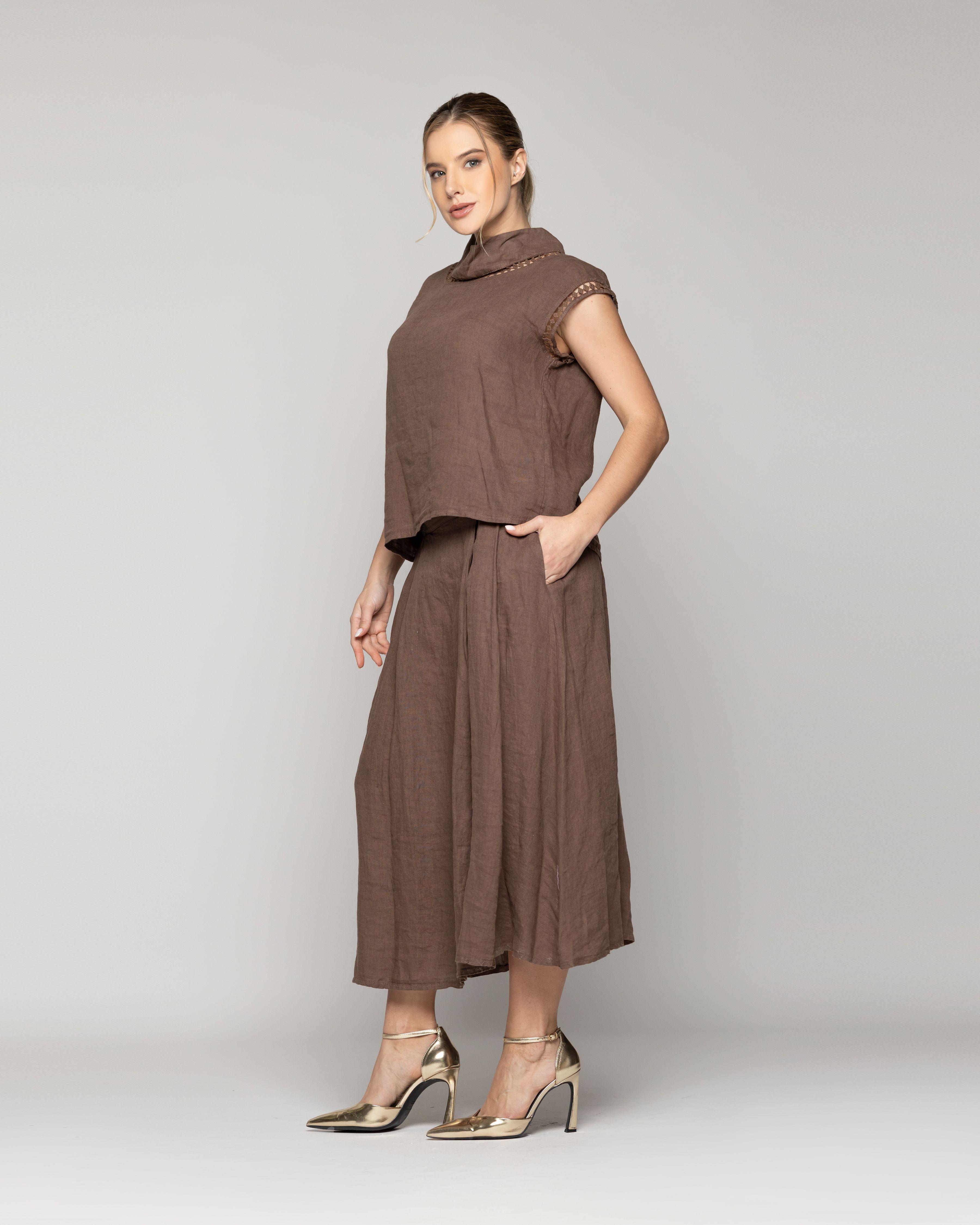 Polera Mujer Fabiana Lino Marrón Lineatre-1
