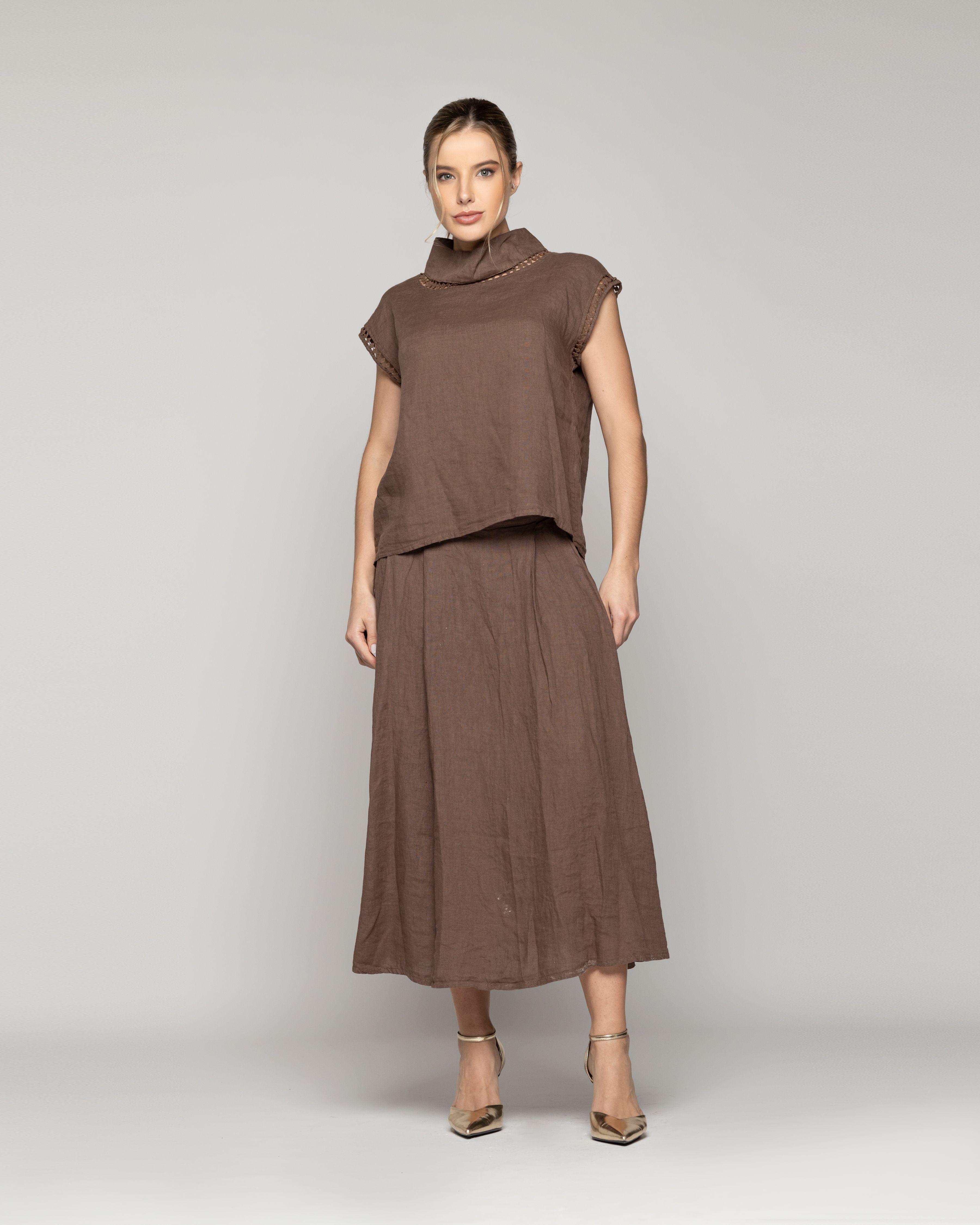 Polera Mujer Fabiana Lino Marrón Lineatre-4