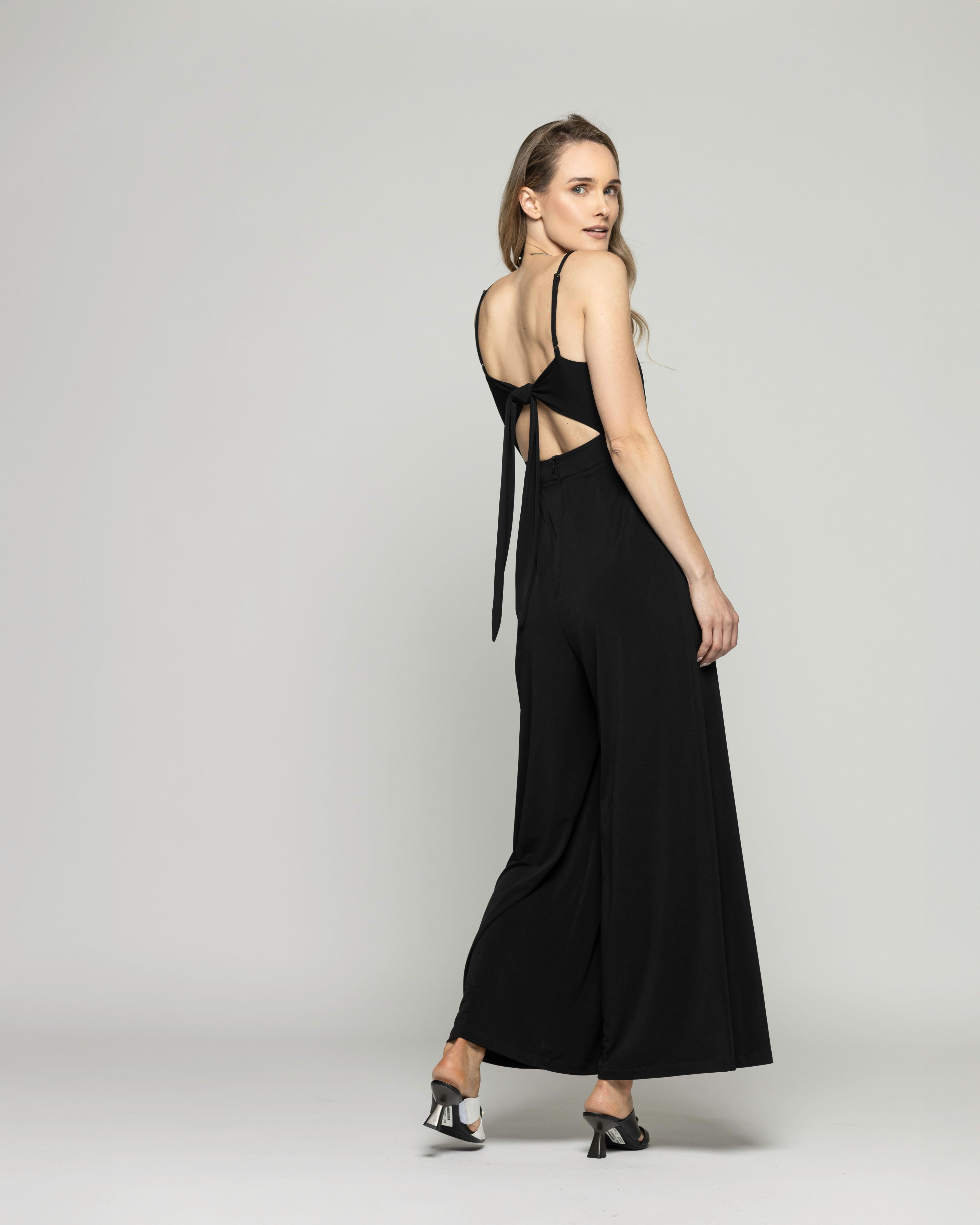 Enterito Mujer Azucena Escote V  Con Tirantes Palazzo Negro Ludovica-4