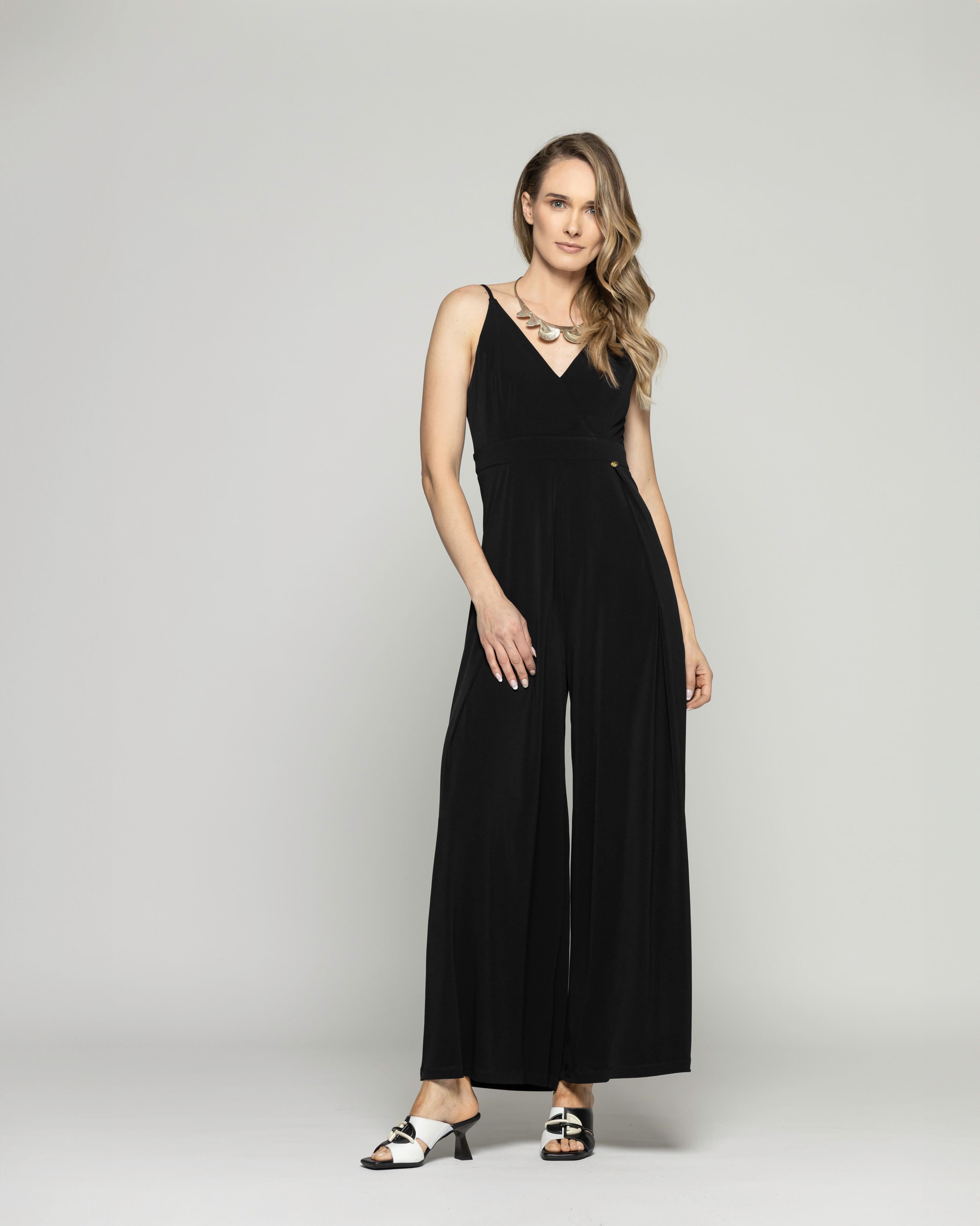 Enterito Mujer Azucena Escote V  Con Tirantes Palazzo Negro Ludovica-8