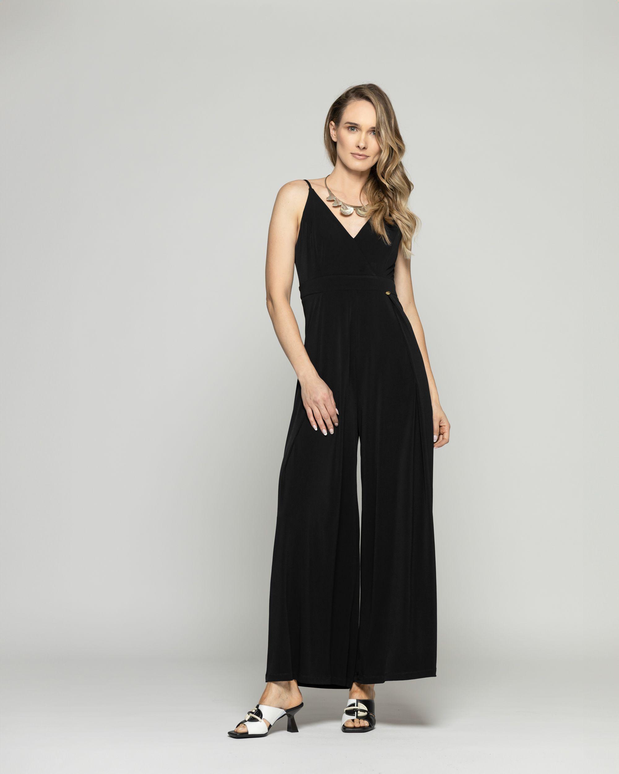 Enterito Mujer Azucena Escote V  Con Tirantes Palazzo Negro Ludovica-9