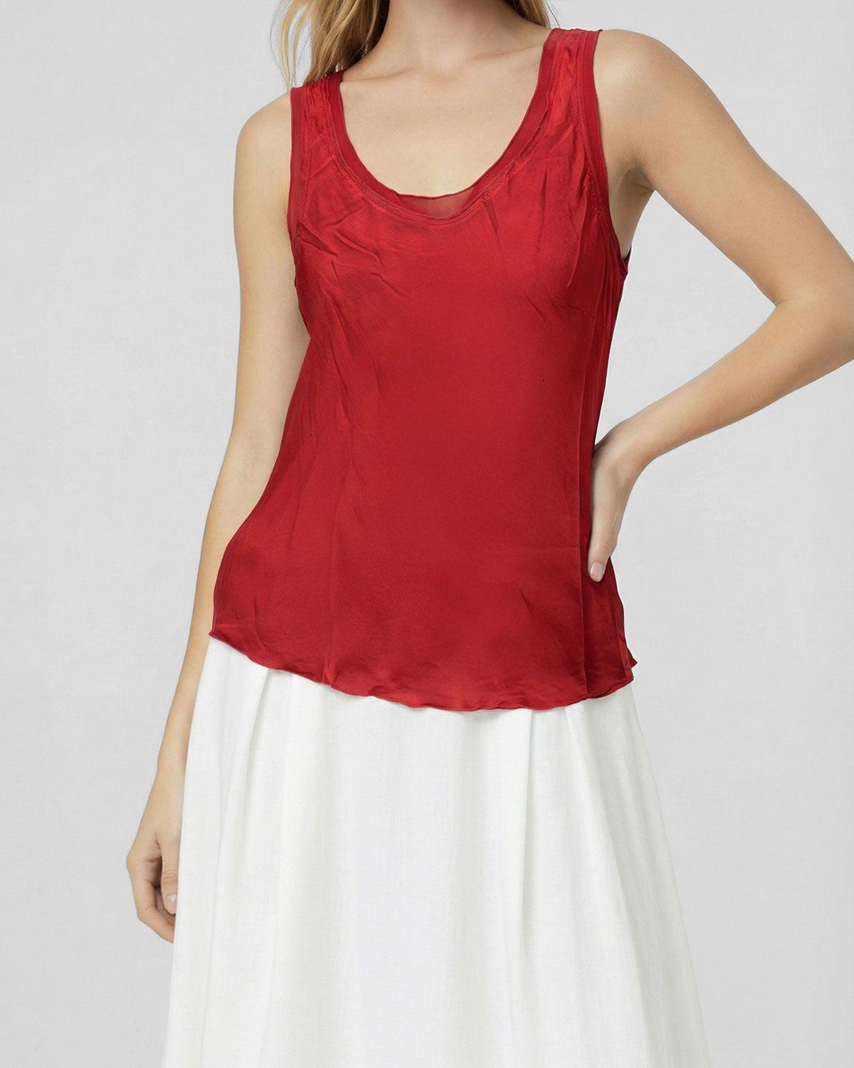 Top Mujer Nerina Regular Escote redondo Rojo Lineatre-3