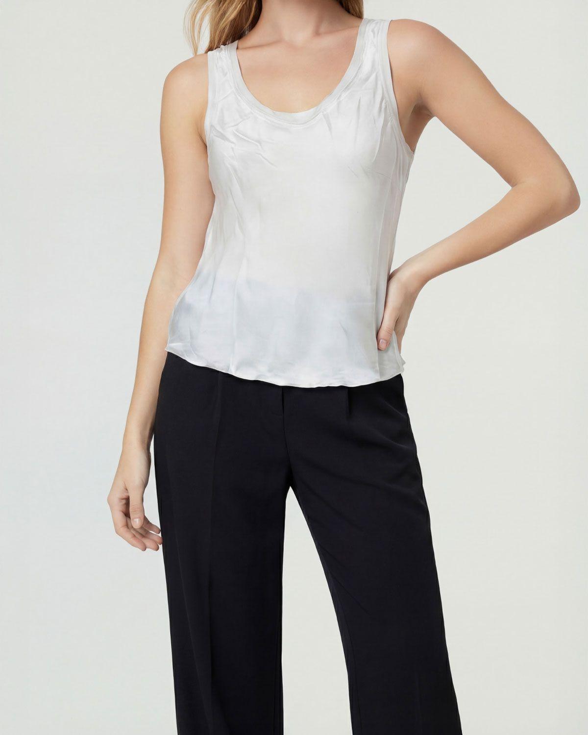 Top Mujer Nerina Regular fit Escote redondo Blanco Lineatre-3