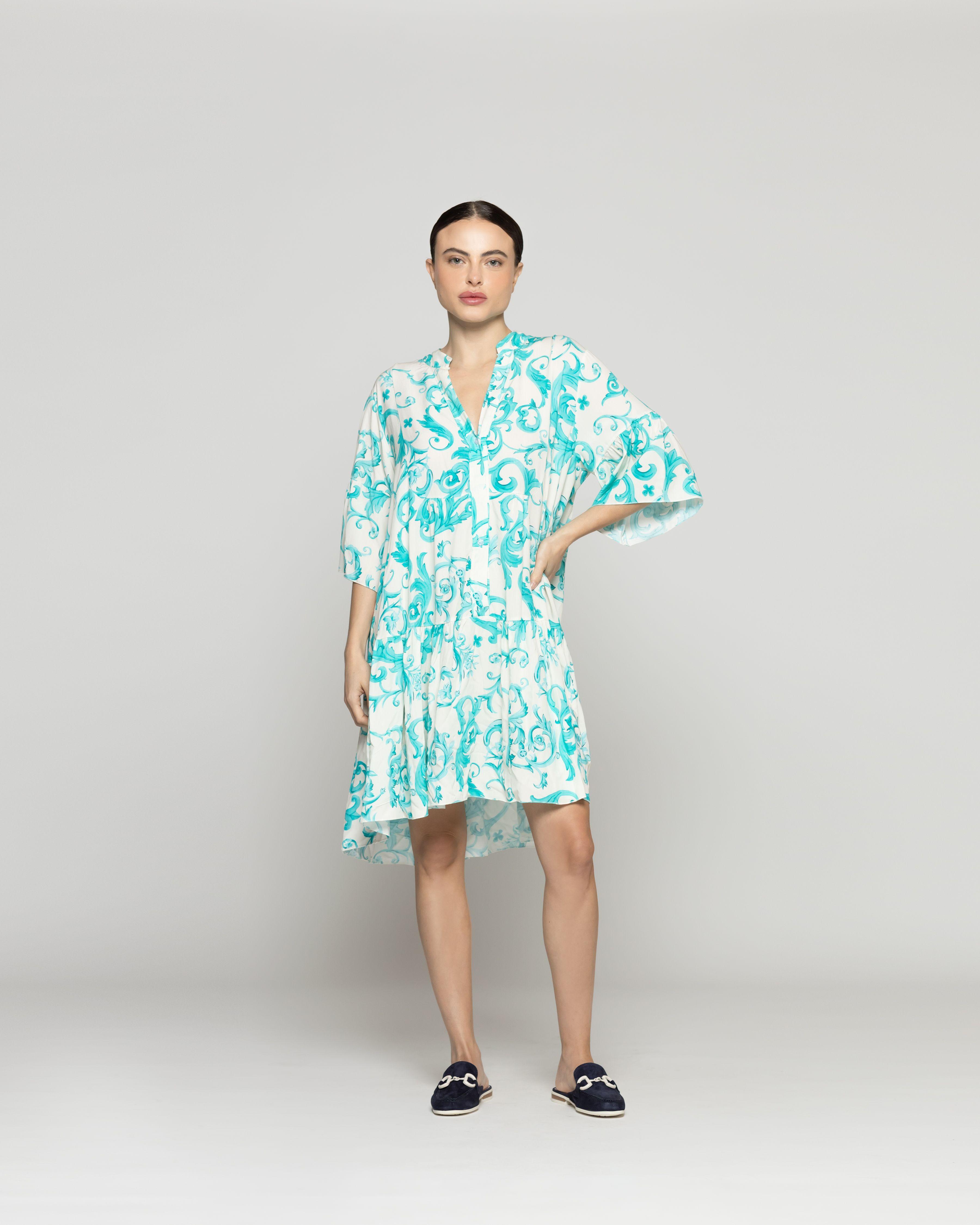 Vestido Mujer Velia Estampado Turquesa Lineatre-1