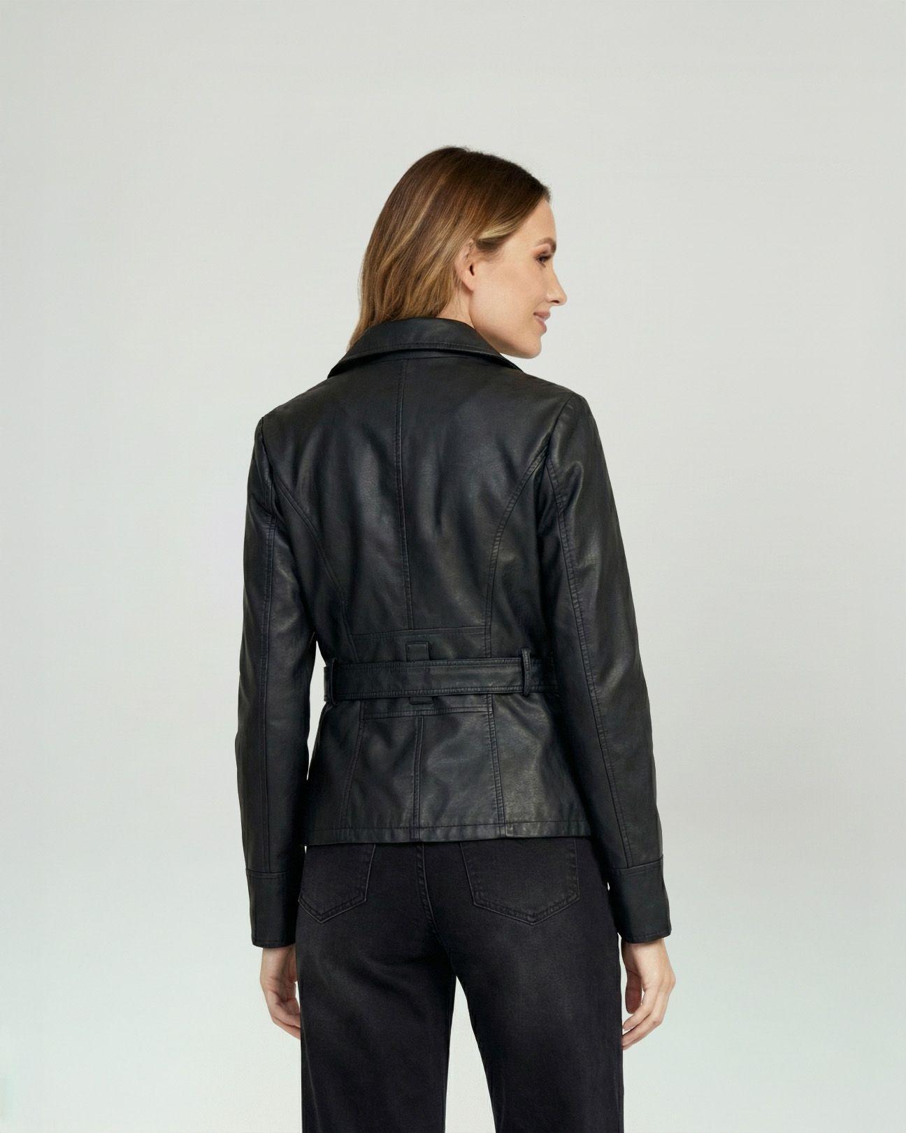 Chaqueta Mujer Constanza Relaxed Cuello Alto Tipo Chaqueta Manga Ajustada Negro Lineatre-2