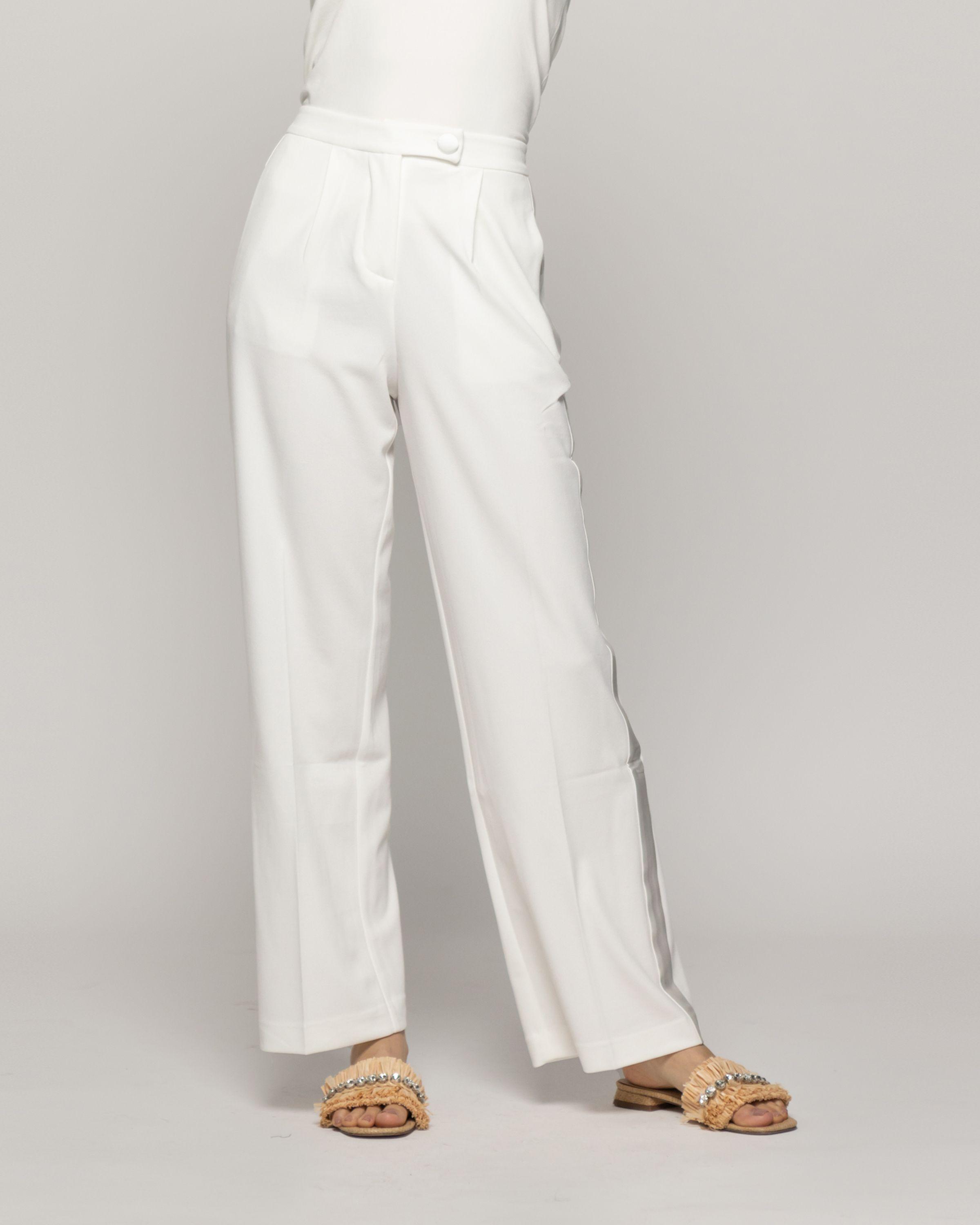 Pantalón Mujer Caterina Tiro Alto Recto Blanco Crudo Lineatre-1