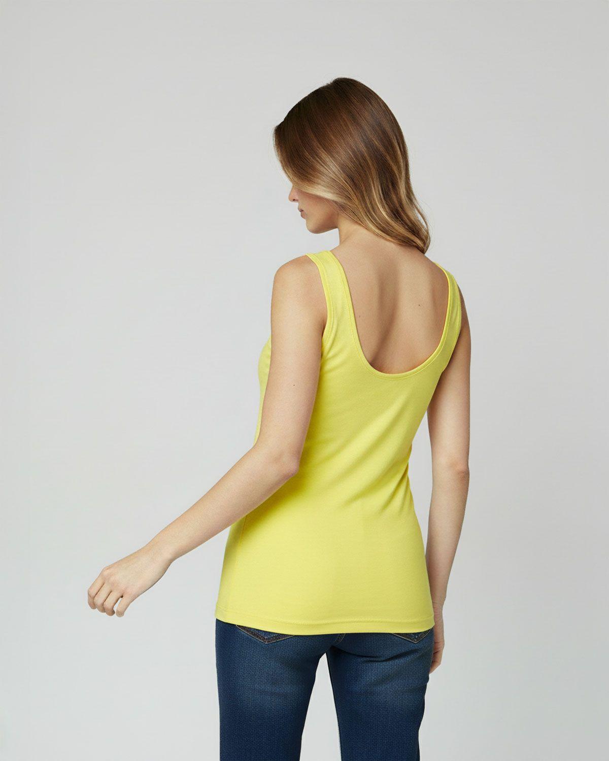Top Mujer Básico Tiziana Sin Mangas Amarillo Lineatre-2