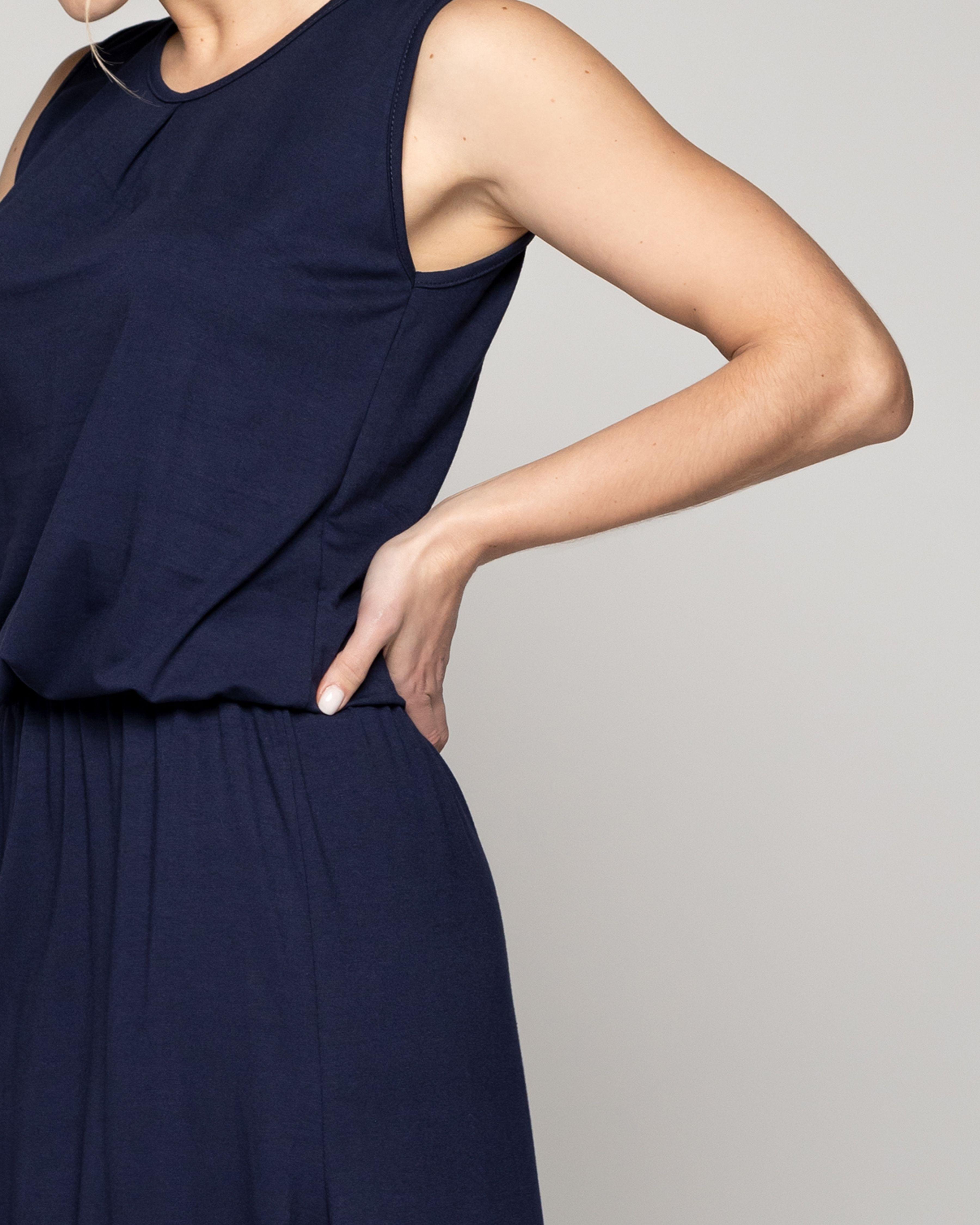 Vestido Mujer Vesper Largo Algodón Azul Lineatre-3