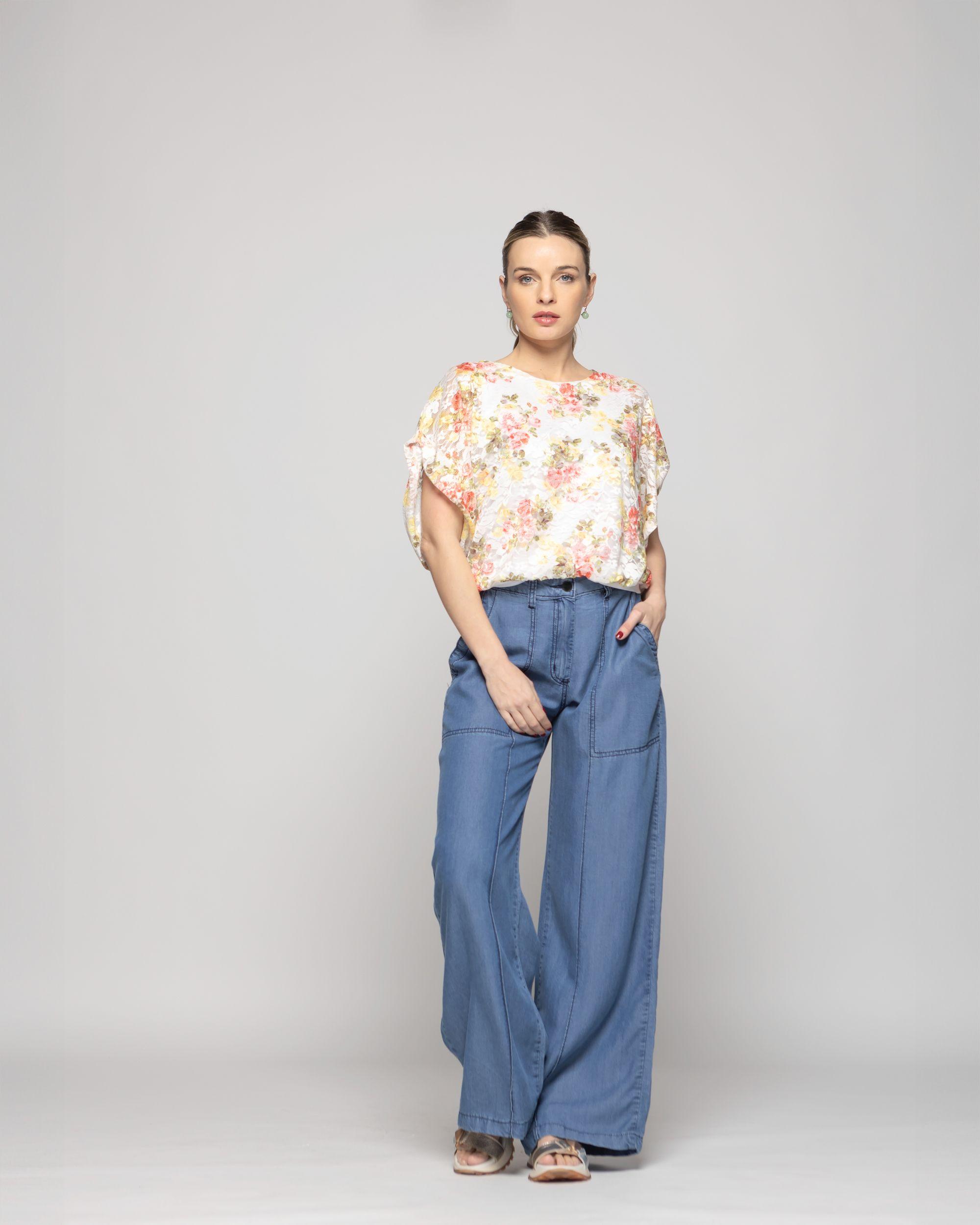 Pantalón Mujer Salvia Palazzo Tencel Azul Ludovica-1