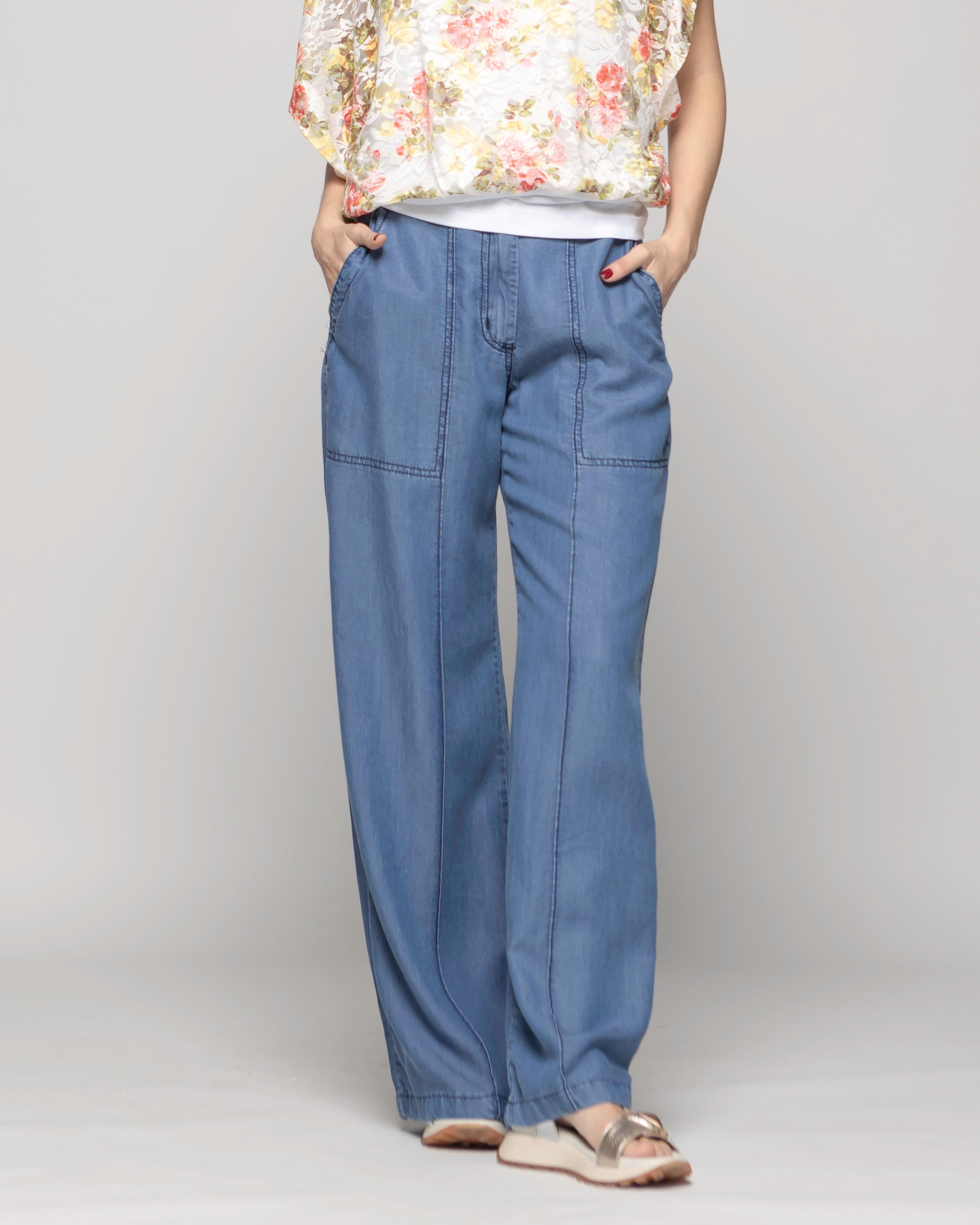 Pantalón Mujer Salvia Palazzo Tencel Azul Ludovica-2