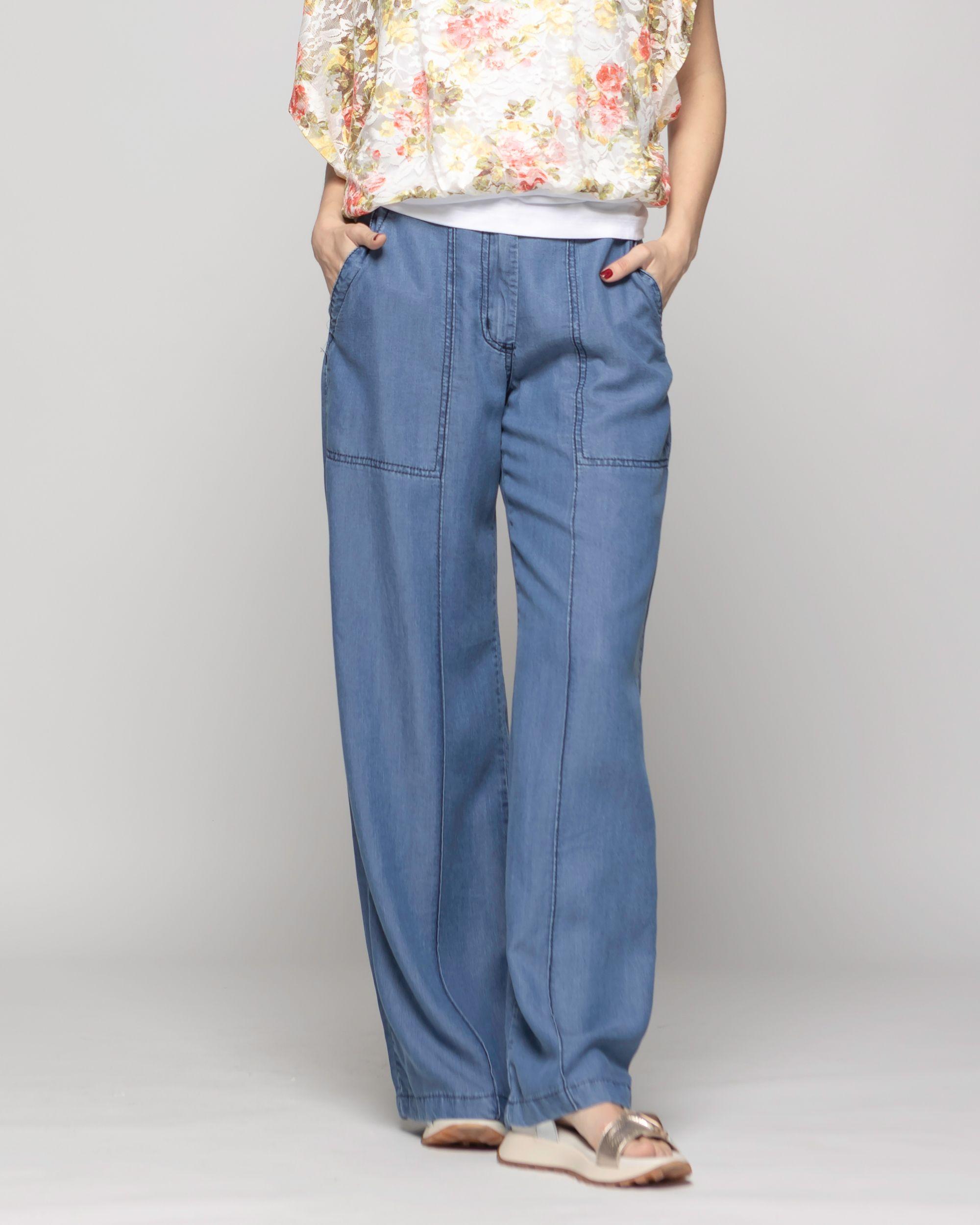 Pantalón Mujer Salvia Palazzo Tencel Azul Ludovica-3