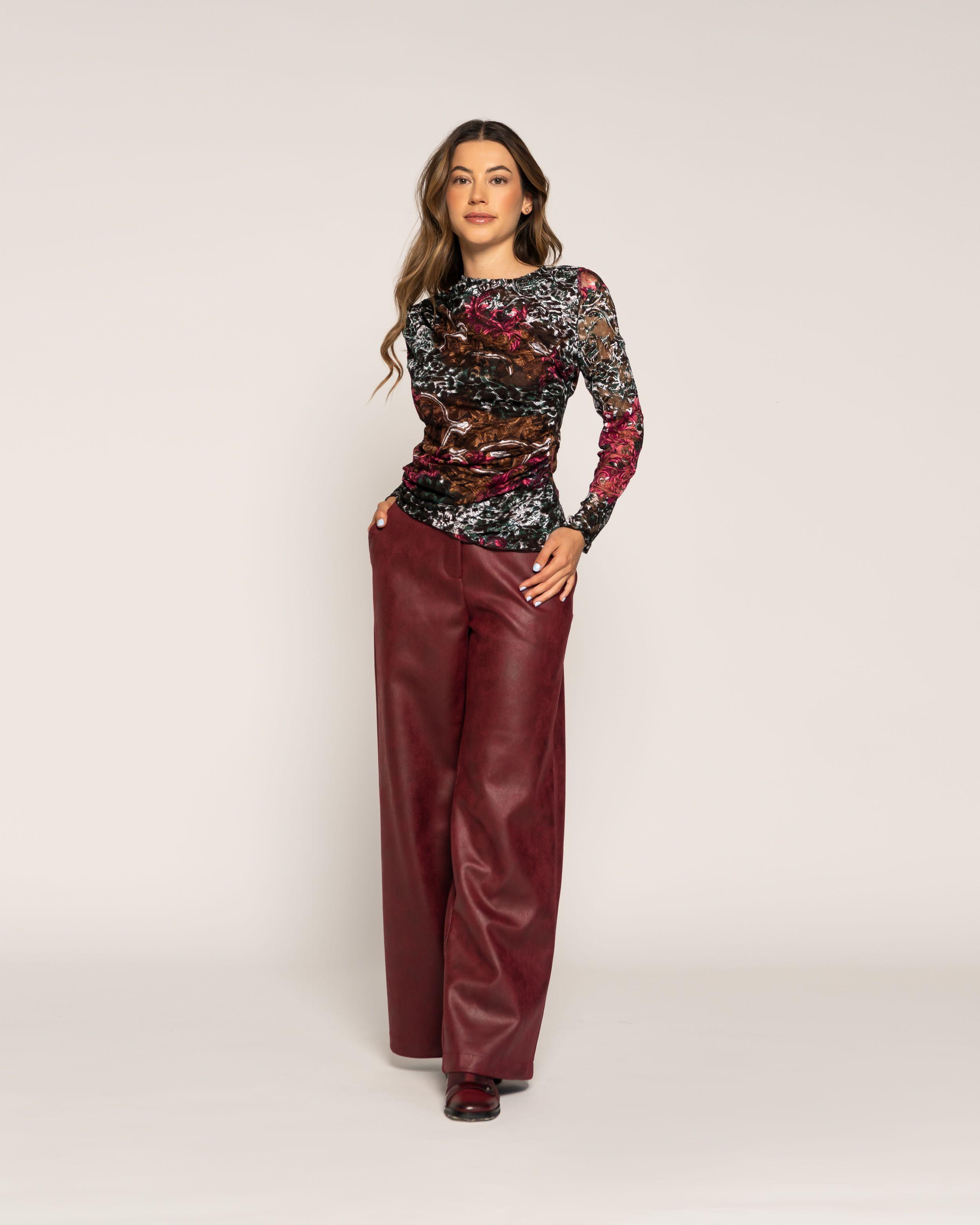 Polera Rozana Multicolor Ajustada Cuello Redondo Manga Larga Ludovica-0