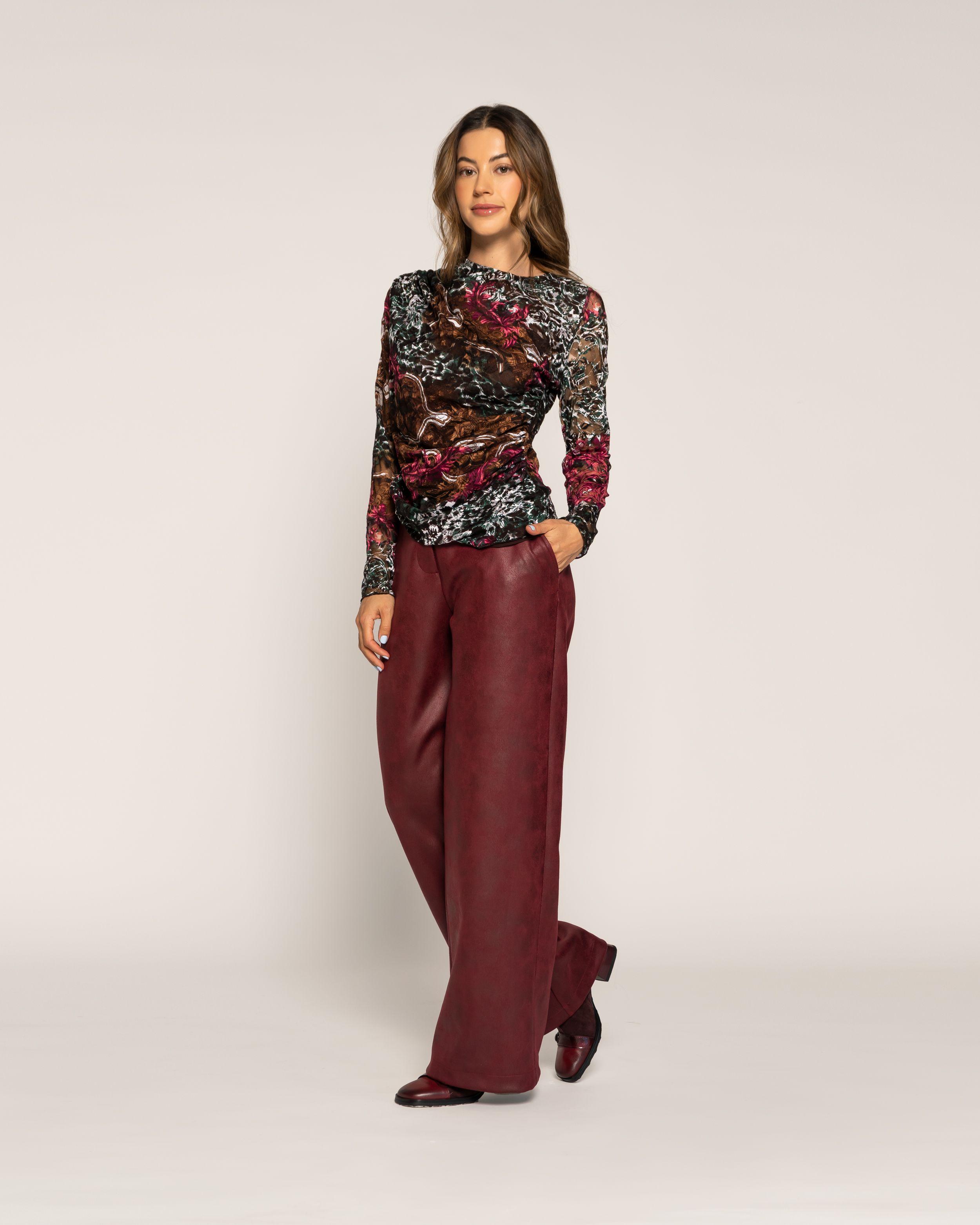 Polera Rozana Multicolor Ajustada Cuello Redondo Manga Larga Ludovica-1