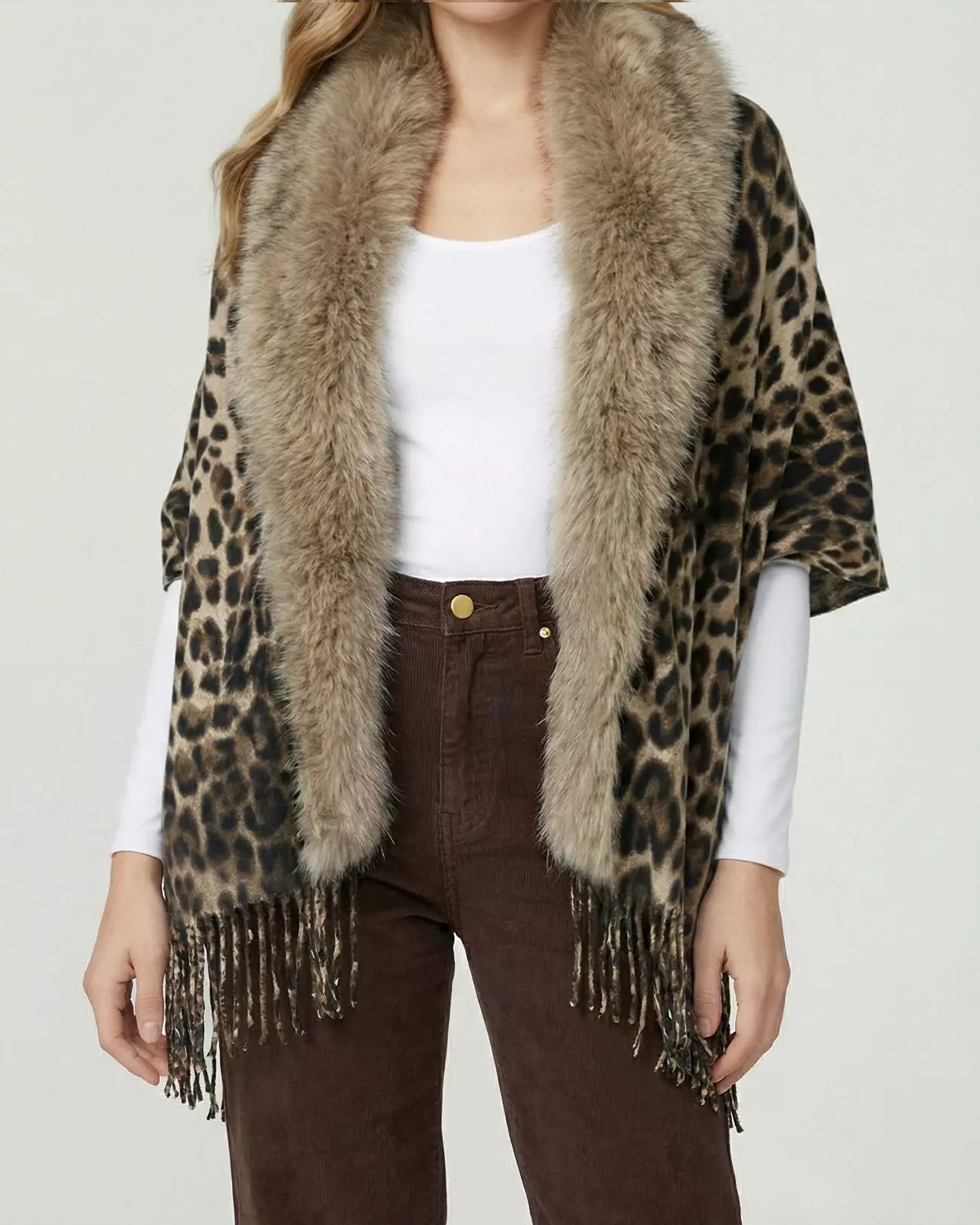 Poncho Mujer Camila Camel Lineatre-2