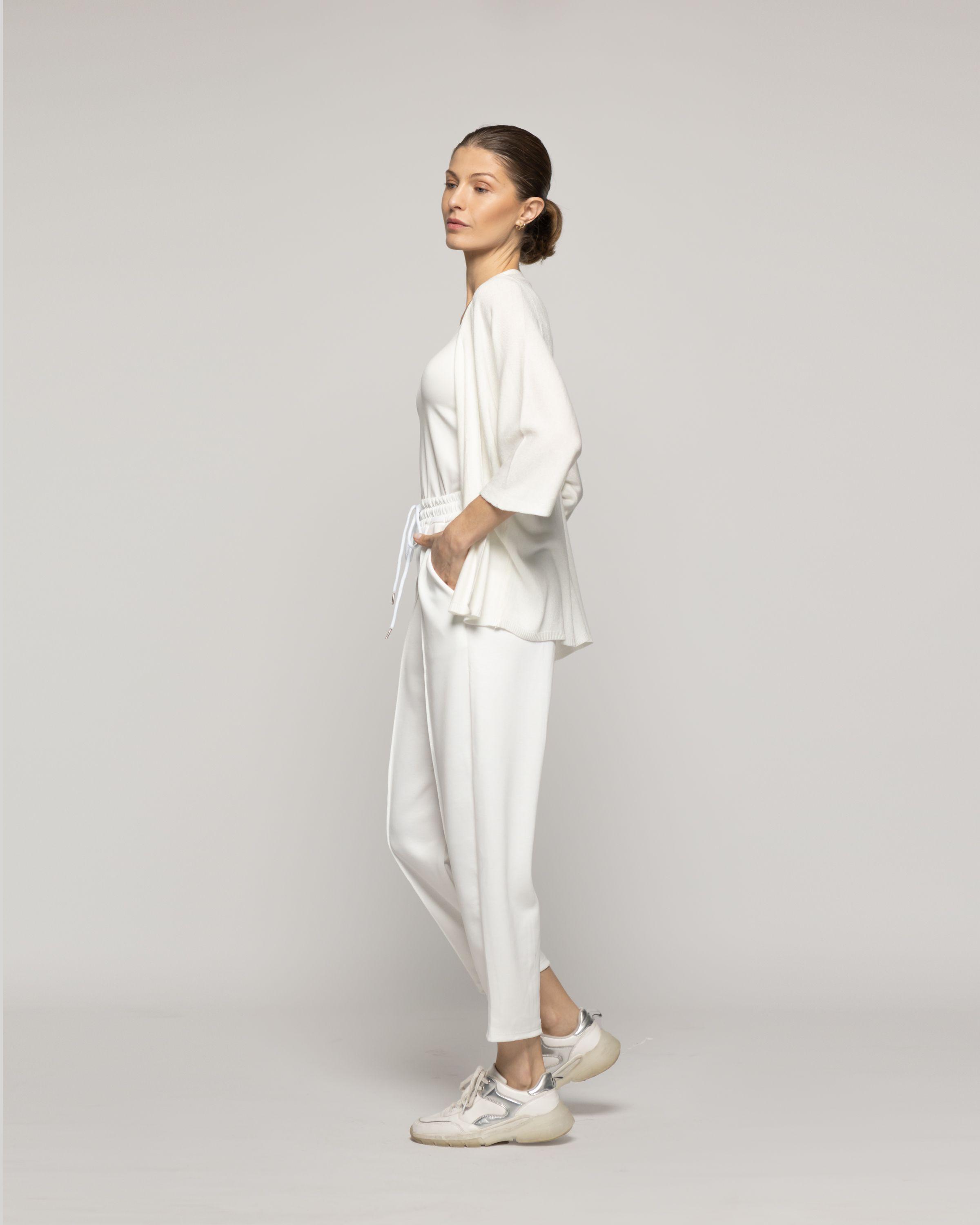 Sweater Mujer Waleska Tipo Cardigan Liso Manga Larga Blanco Lineatre-4