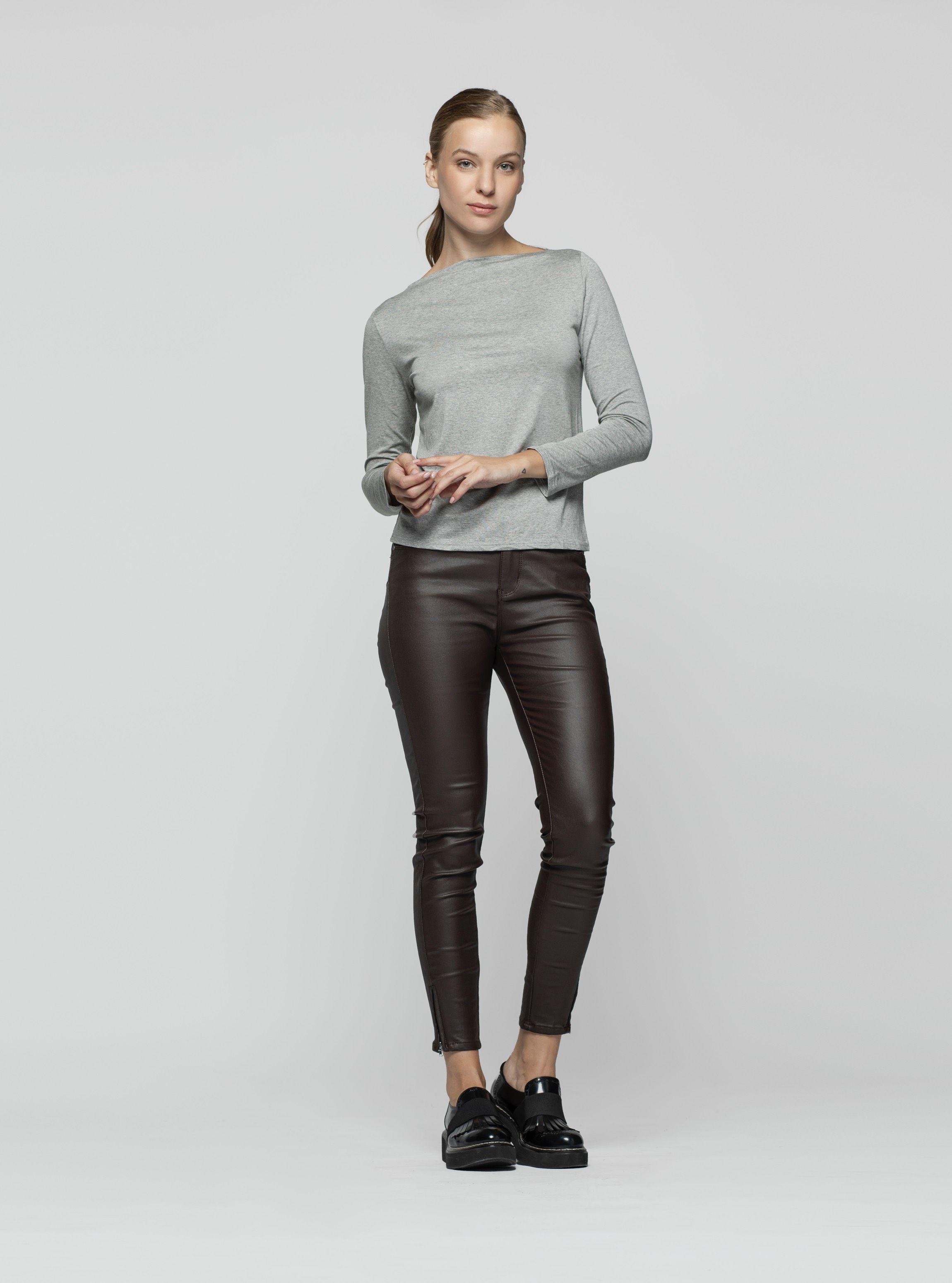 Polera Mujer Iris Gris Lineatre-2