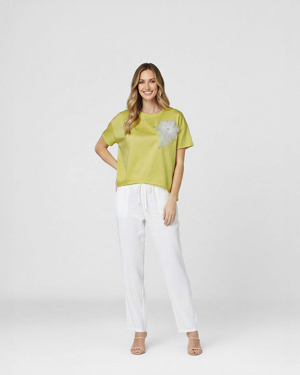 Polera Mujer Ursula Overside Amarillo Lineatre-1